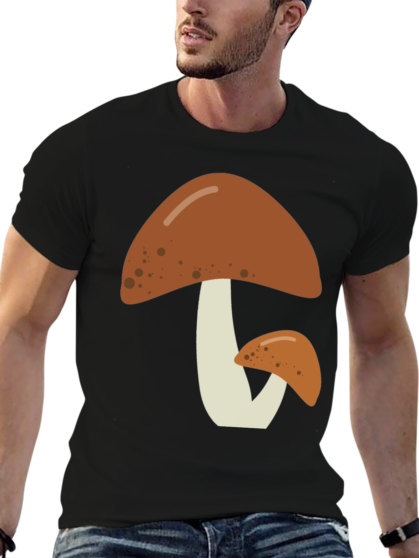 Mushroom Graphic Tee - Nature Lovers Black T-Shirt