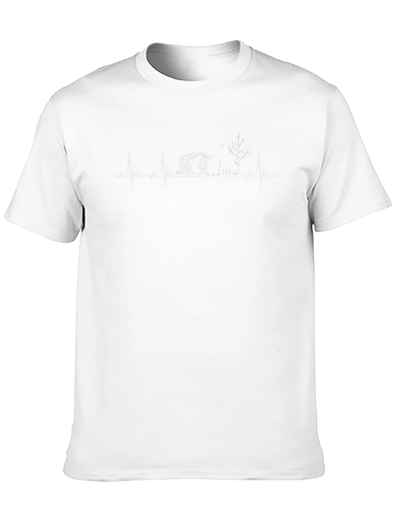 Heartbeat Fishing Cabin Tee - Black Graphic T-Shirt