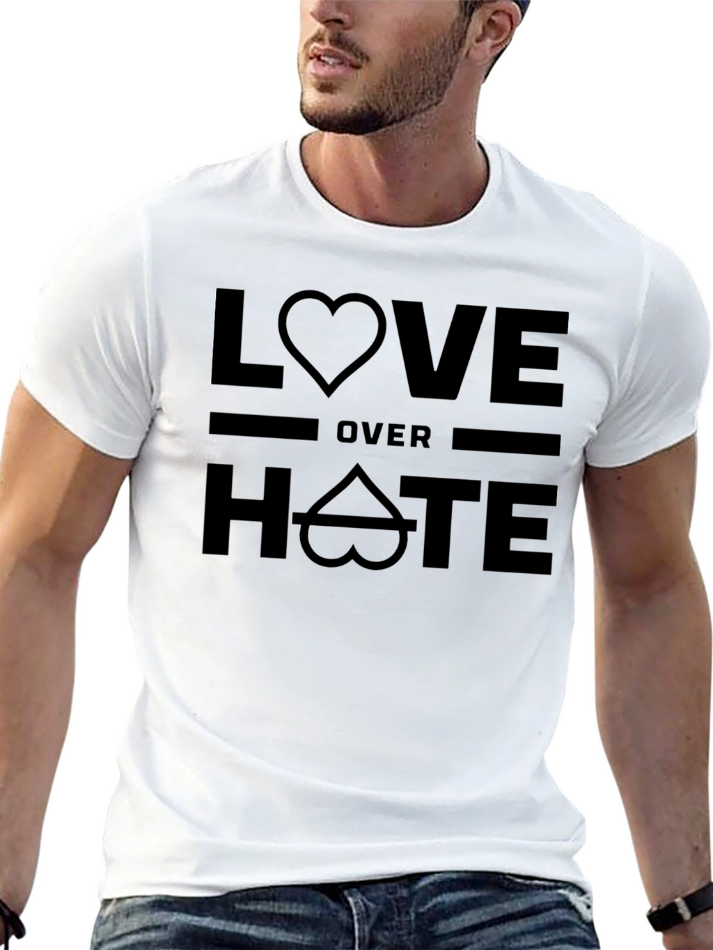 Love Over Hate Graphic T-Shirt - Black