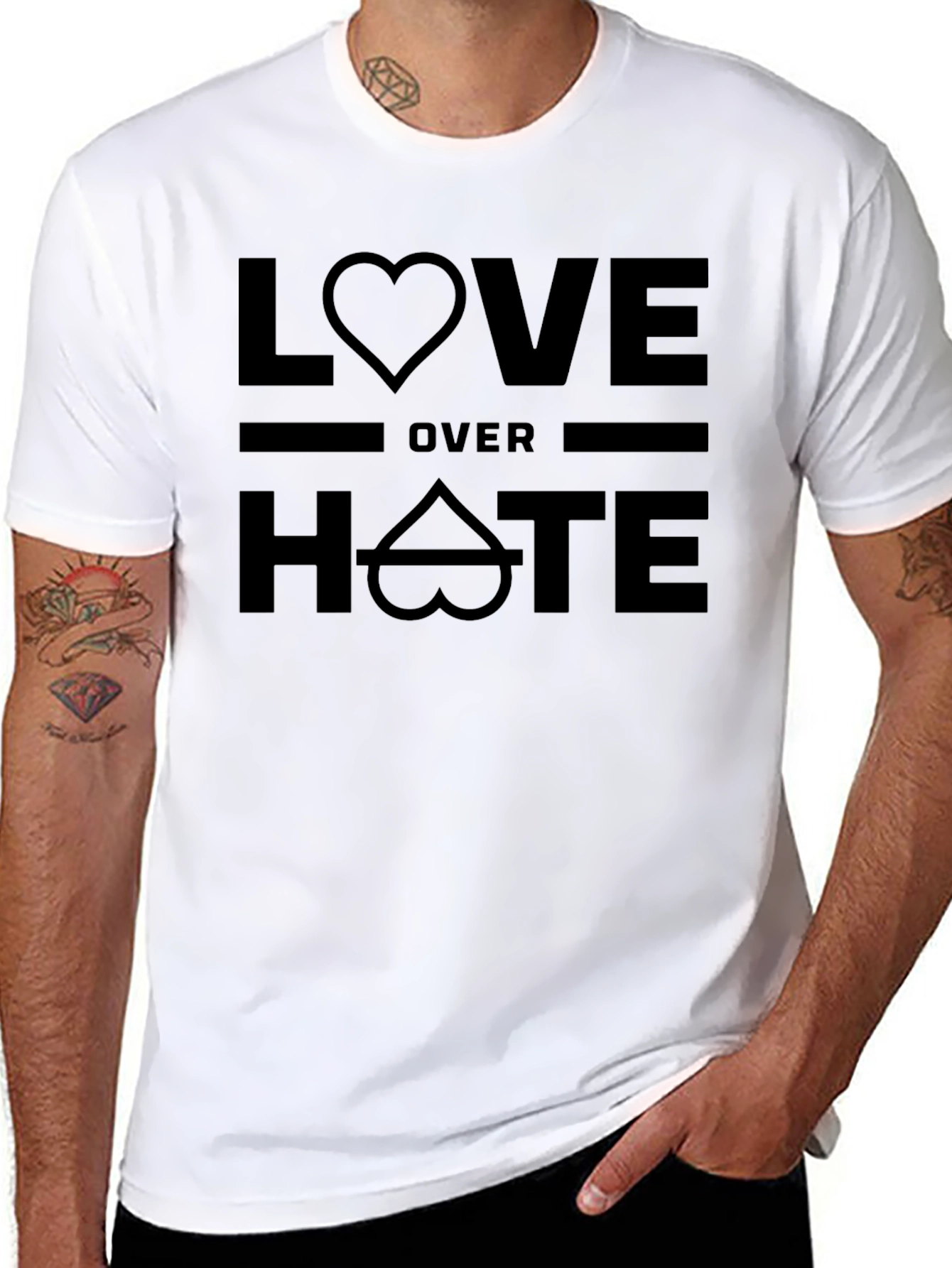 Love Over Hate Graphic T-Shirt - Black