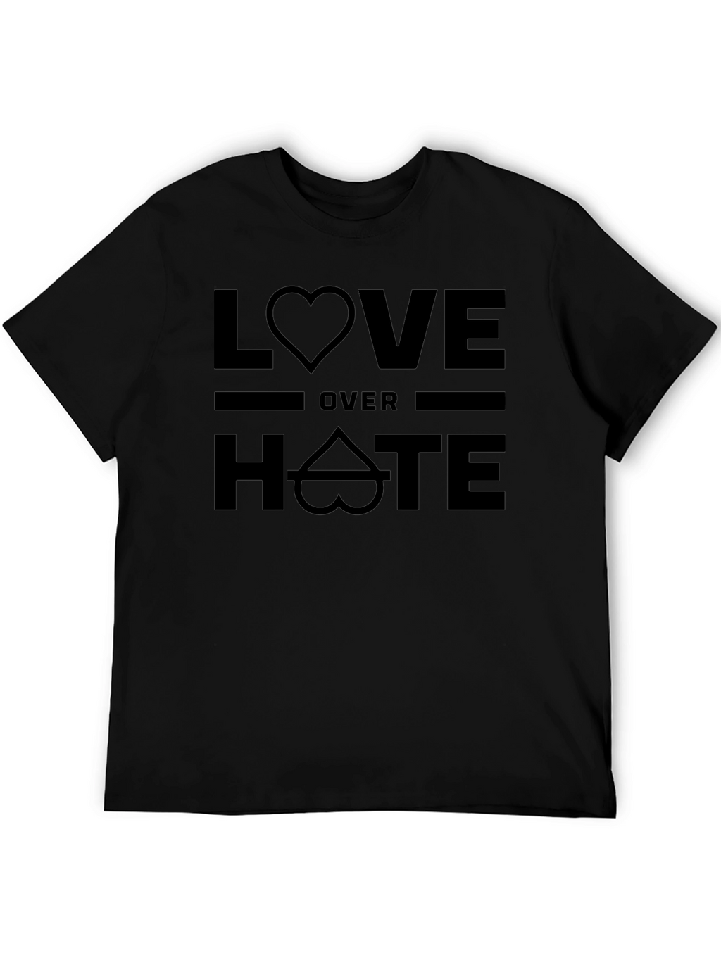 Love Over Hate Graphic T-Shirt - Black