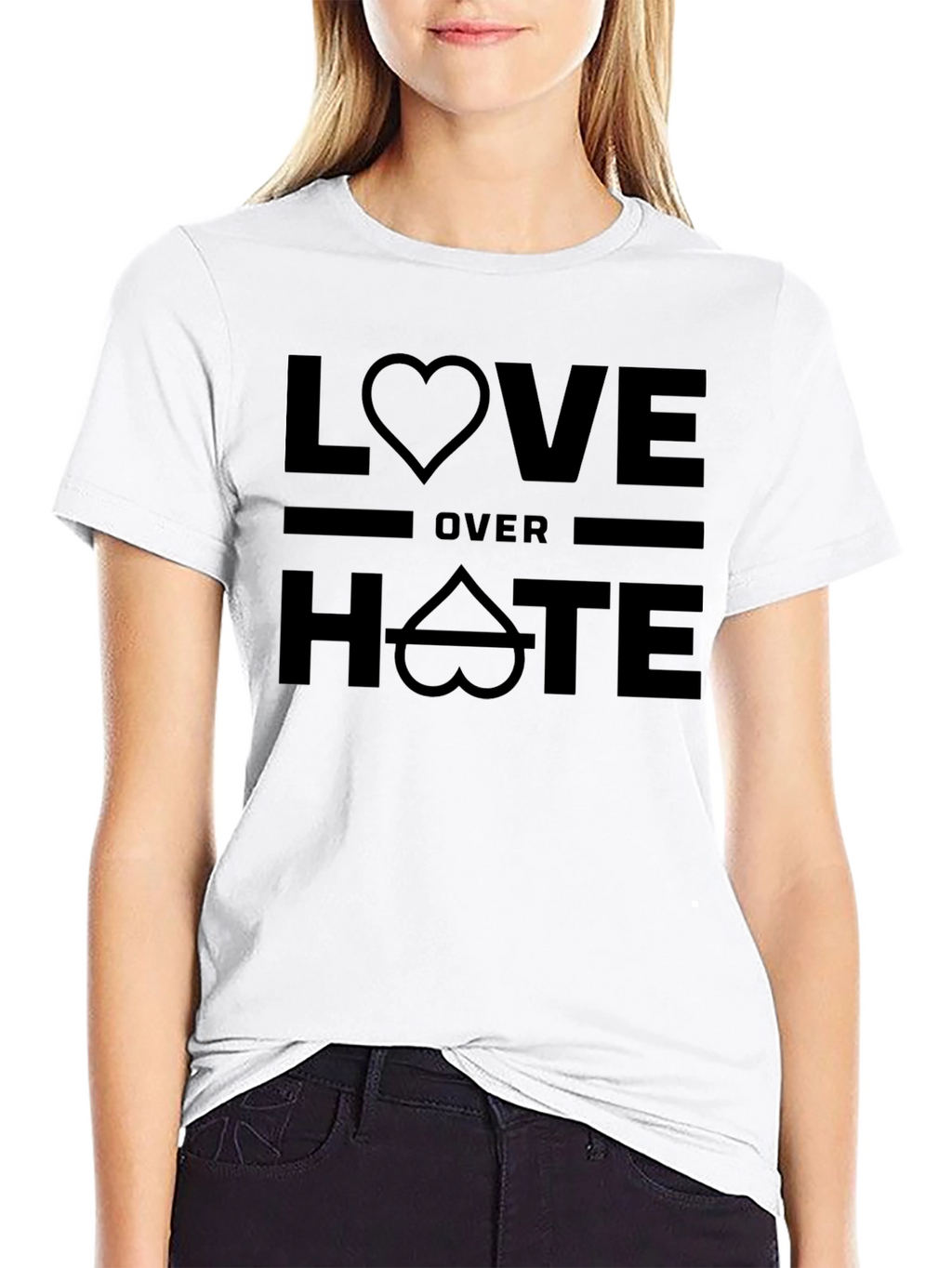 Love Over Hate Graphic T-Shirt - Black