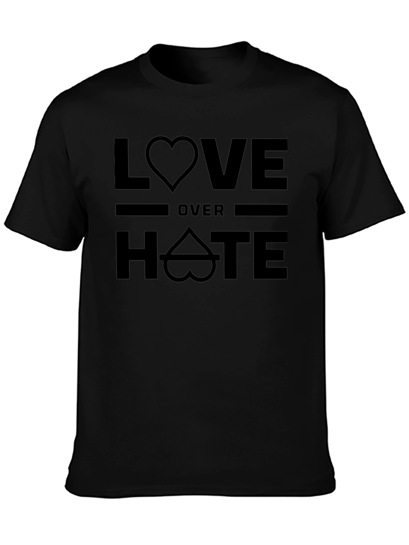 Love Over Hate Graphic T-Shirt - Black