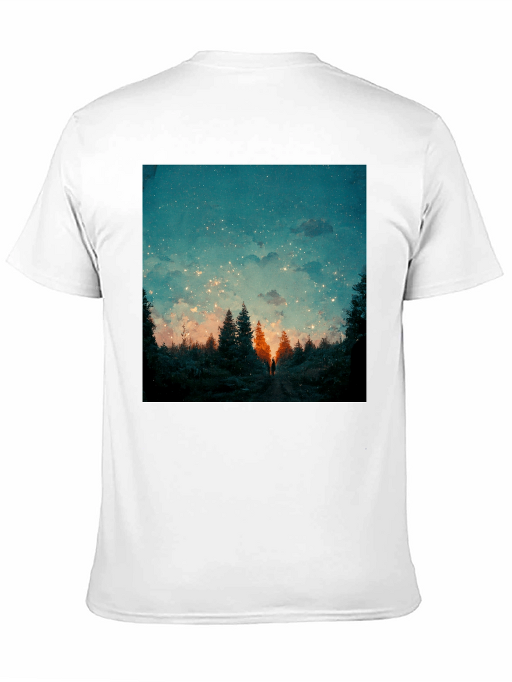 Starry Night Forest Tee - Unique Graphic Print