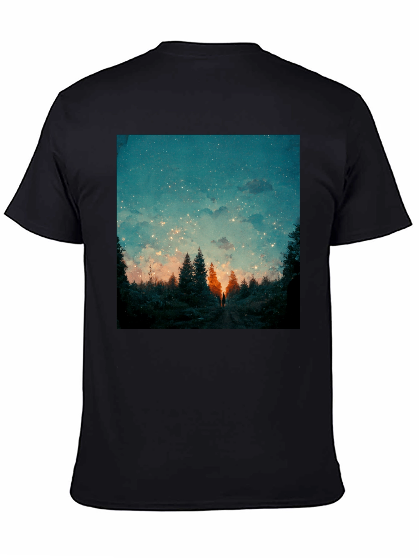 Starry Night Forest Tee - Unique Graphic Print