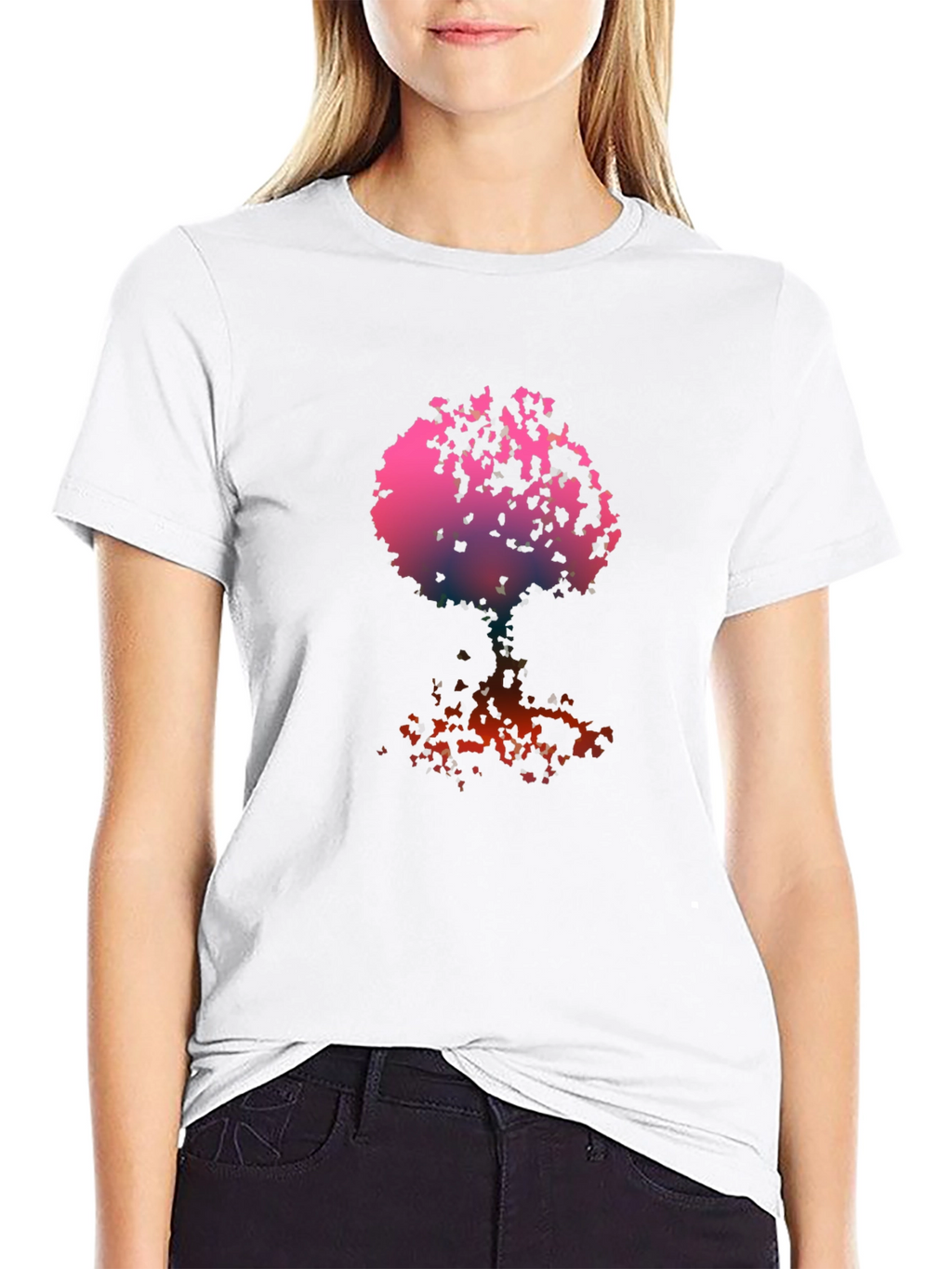 Abstract Tree Graphic Tee - Black Cotton Blend
