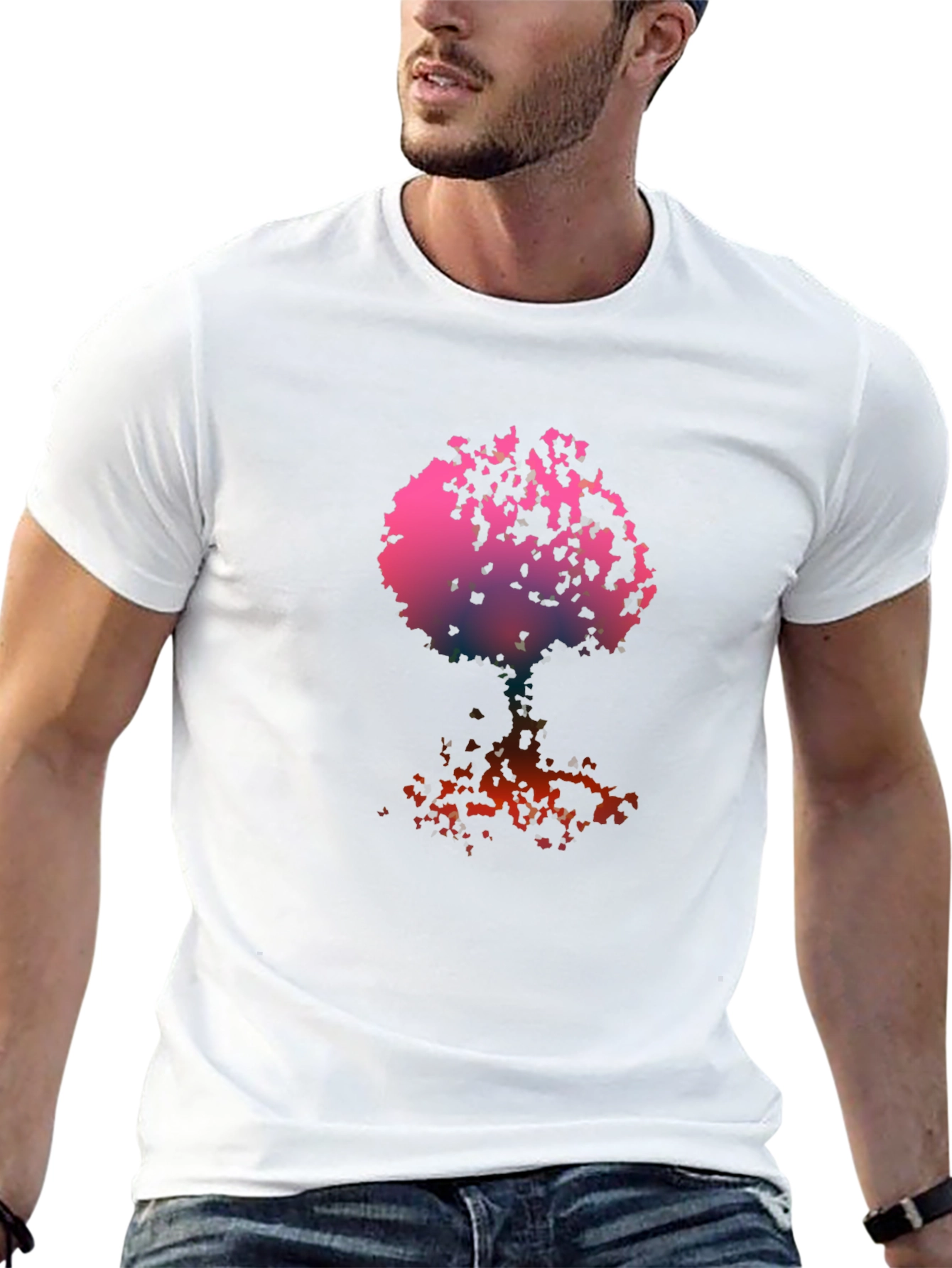 Abstract Tree Graphic Tee - Black Cotton Blend