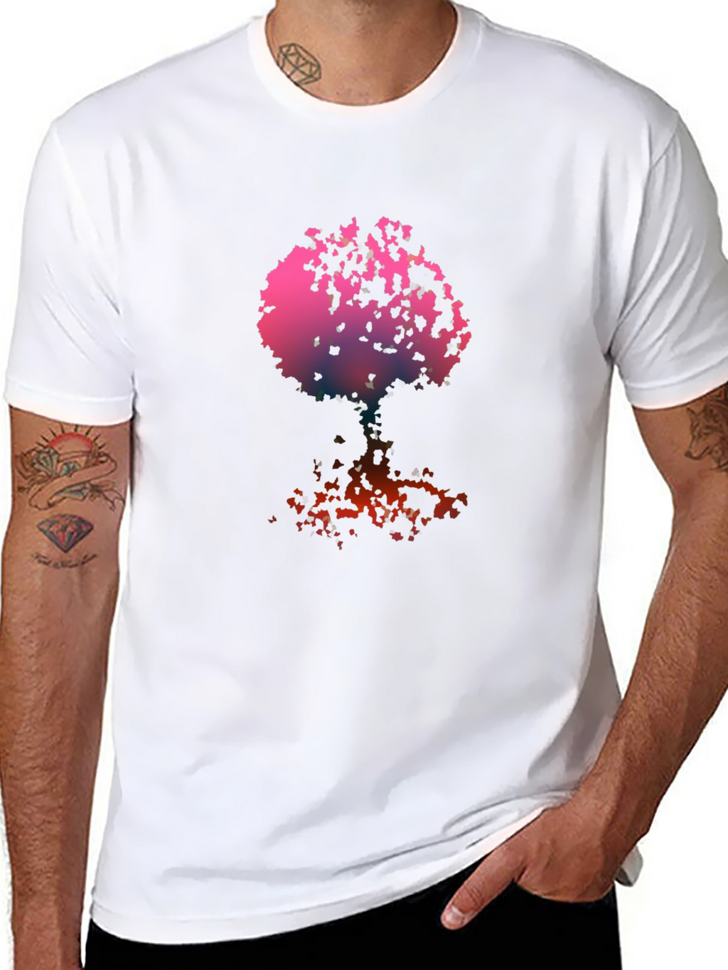 Abstract Tree Graphic Tee - Black Cotton Blend