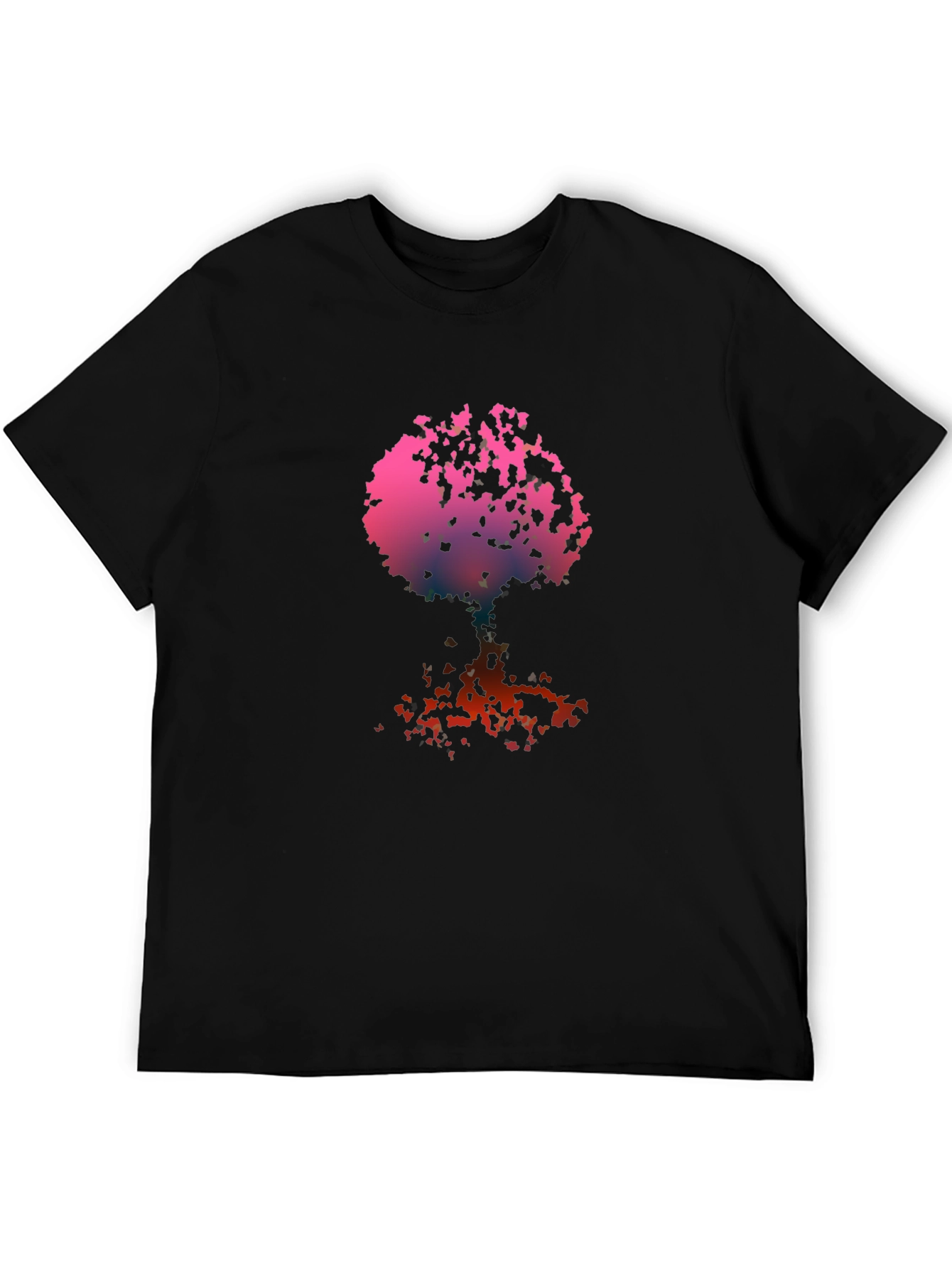 Abstract Tree Graphic Tee - Black Cotton Blend