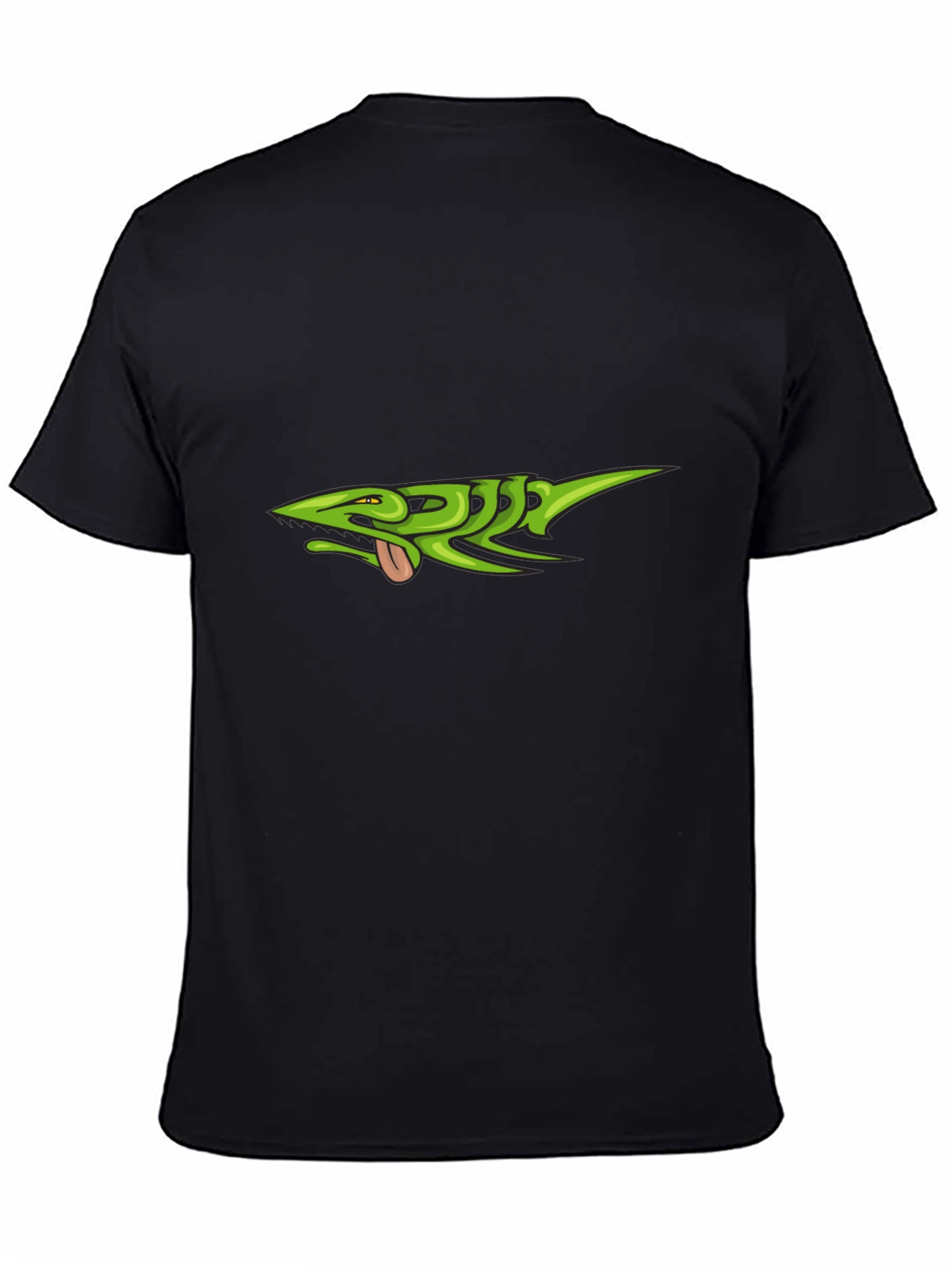 Green Lizard Graphic Black T-Shirt