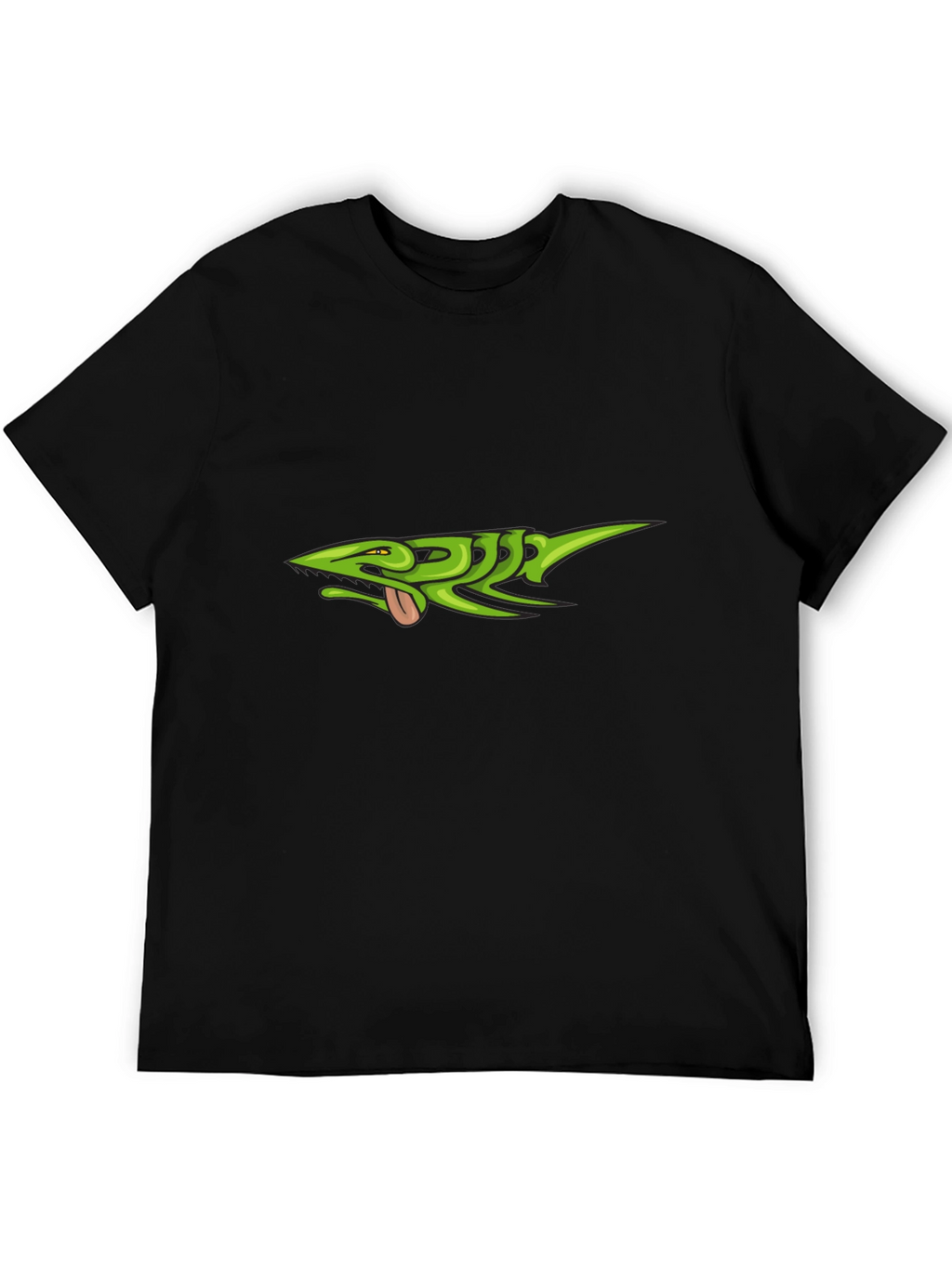 Green Lizard Graphic Black T-Shirt