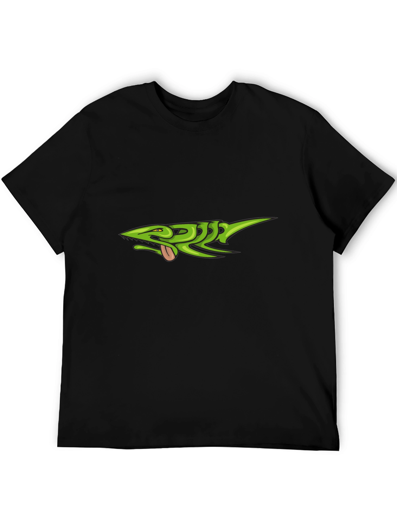 Green Lizard Graphic Black T-Shirt