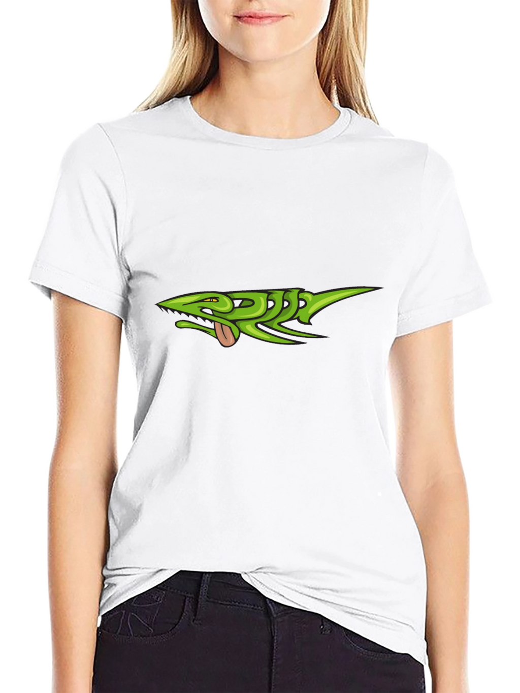 Green Lizard Graphic Black T-Shirt