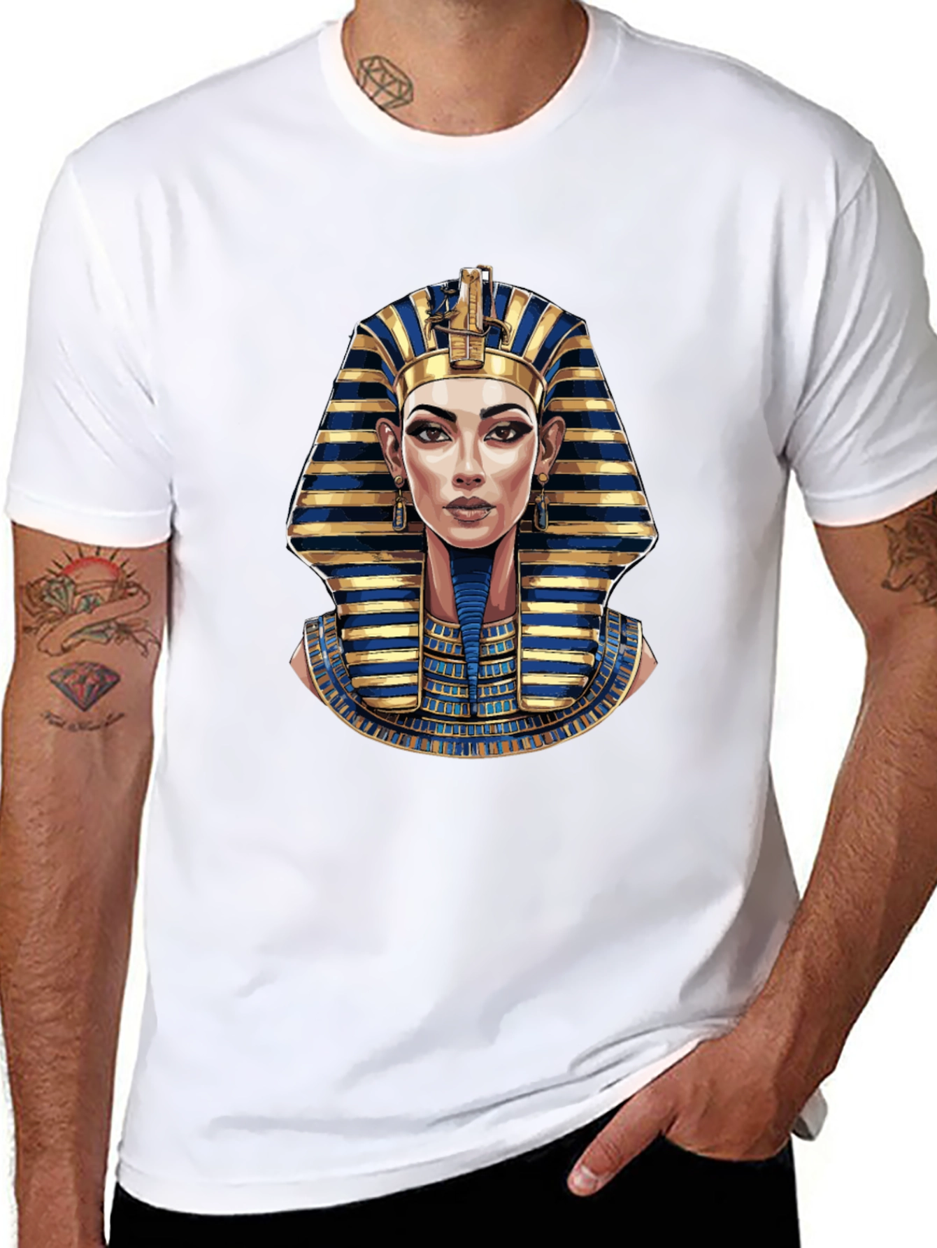 Egyptian Pharaoh Graphic Print Black T-Shirt