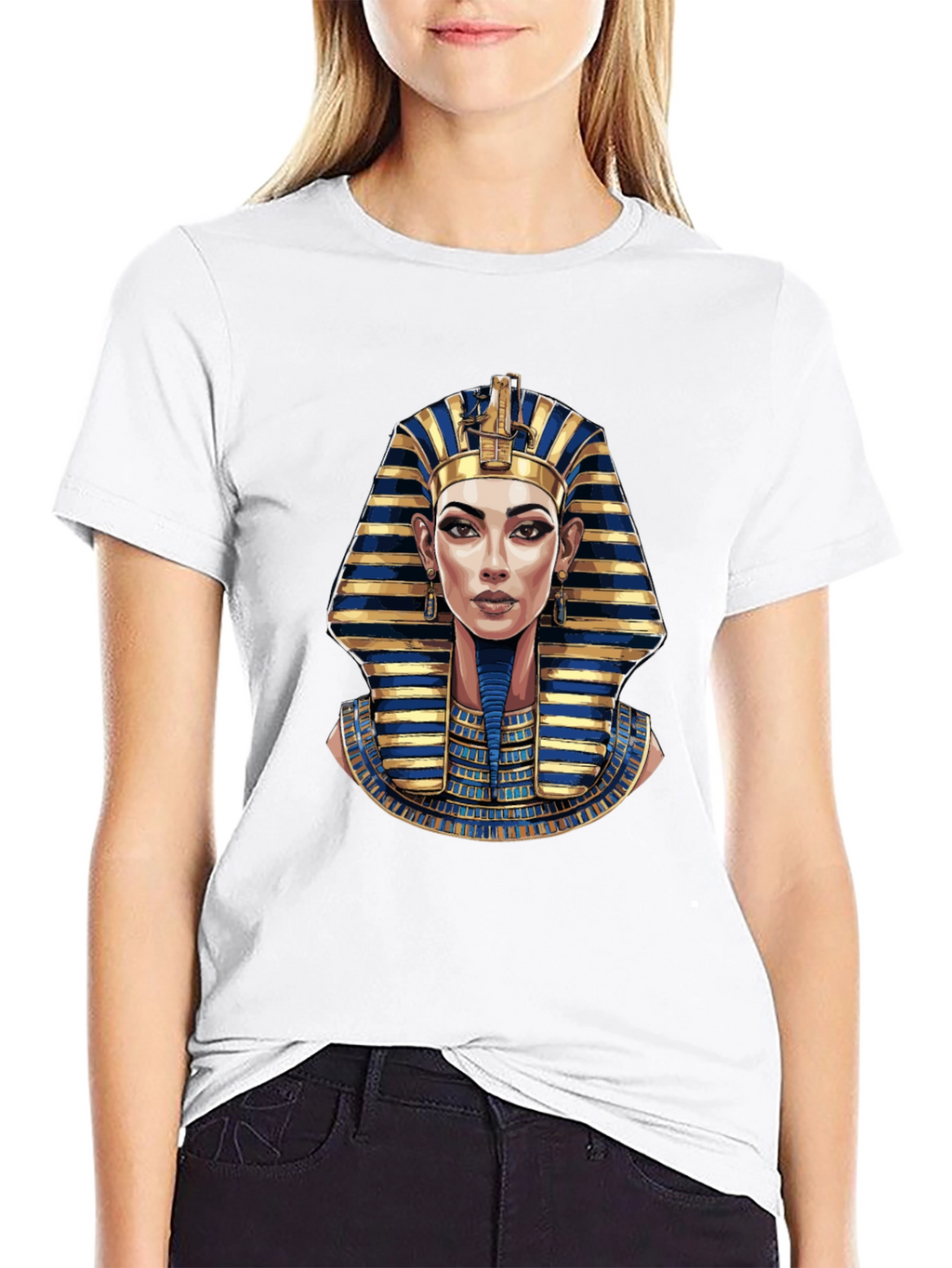 Egyptian Pharaoh Graphic Print Black T-Shirt