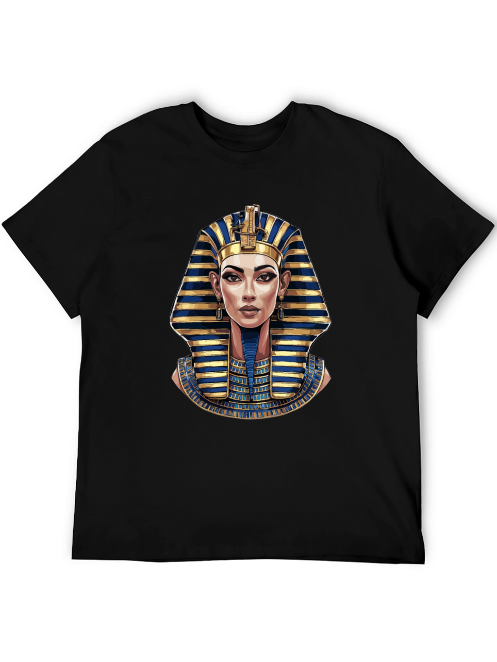 Egyptian Pharaoh Graphic Print Black T-Shirt