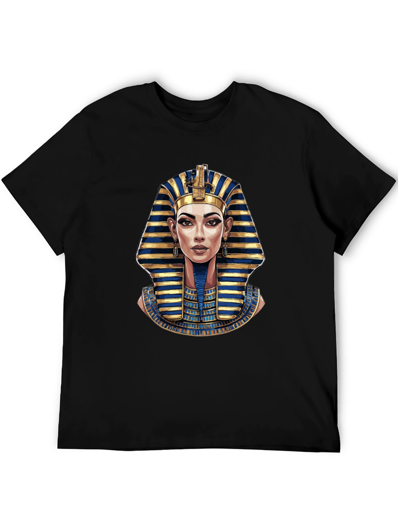Egyptian Pharaoh Graphic Print Black T-Shirt