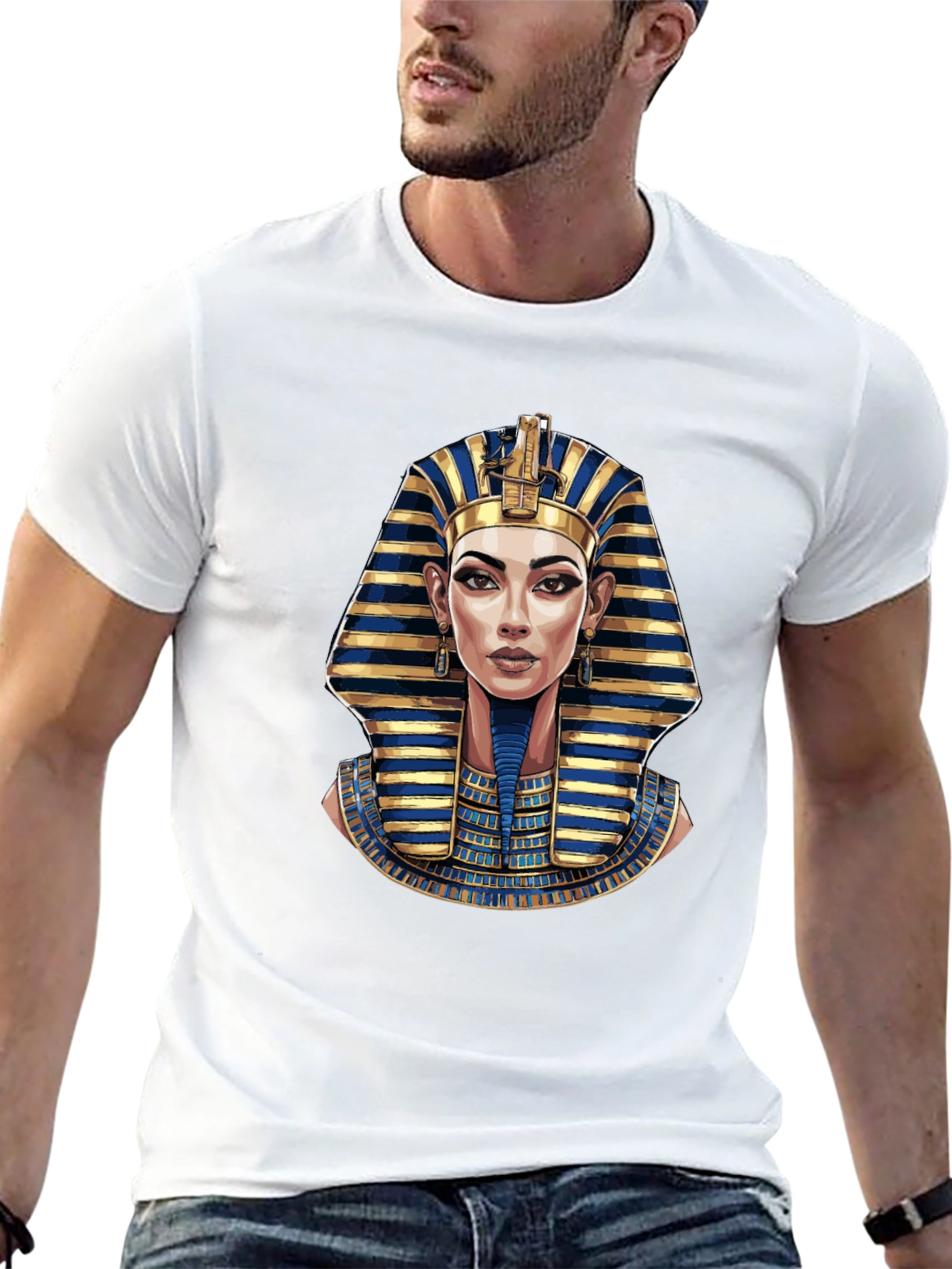 Egyptian Pharaoh Graphic Print Black T-Shirt