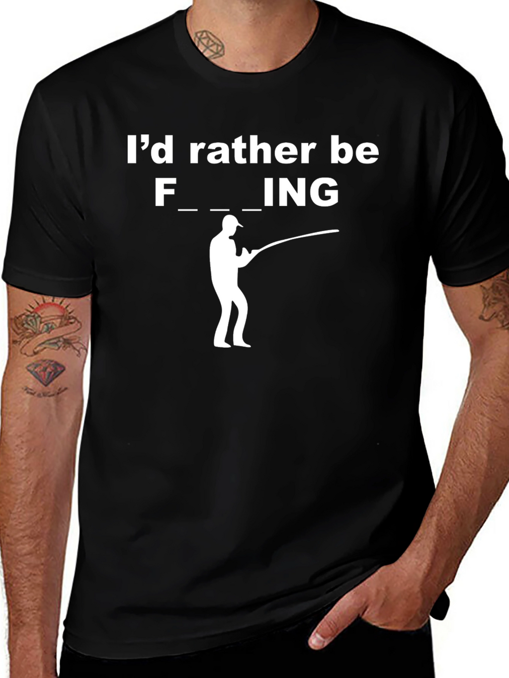 Funny Fishing Graphic T-Shirt - Black