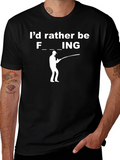 Funny Fishing Graphic T-Shirt - Black