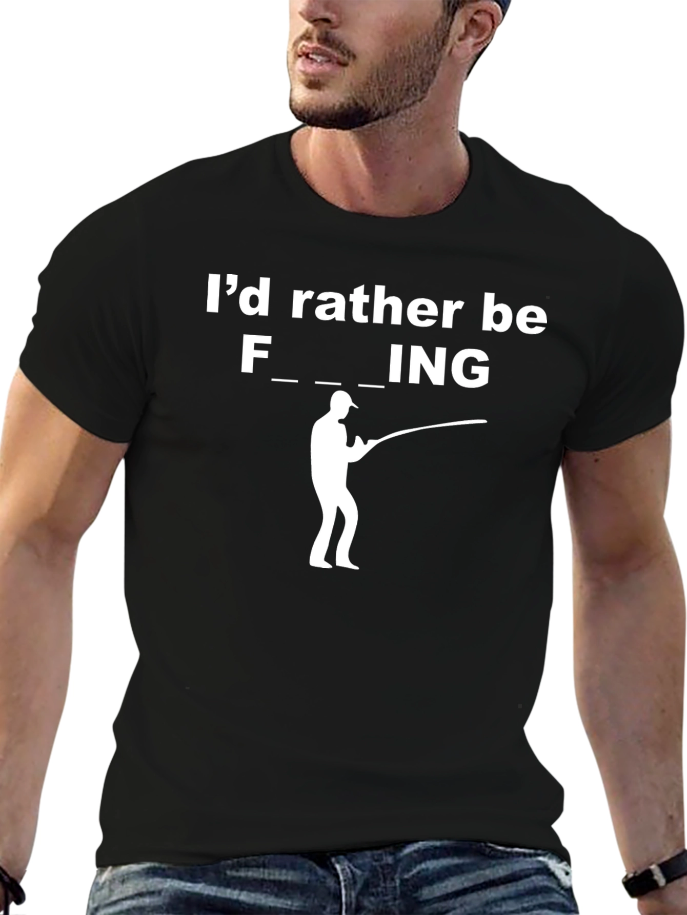 Funny Fishing Graphic T-Shirt - Black