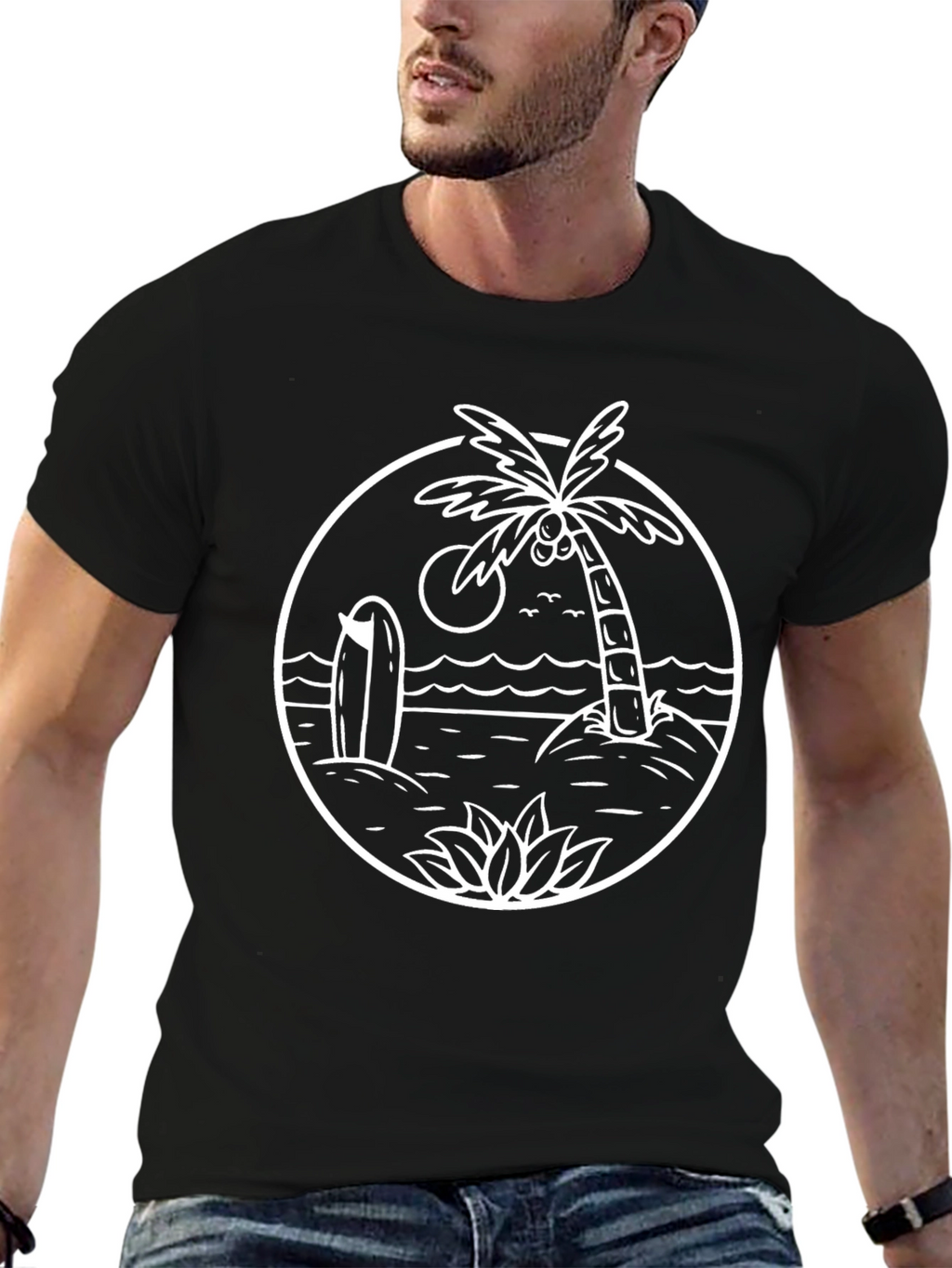 Tropical Beach Graphic T-Shirt