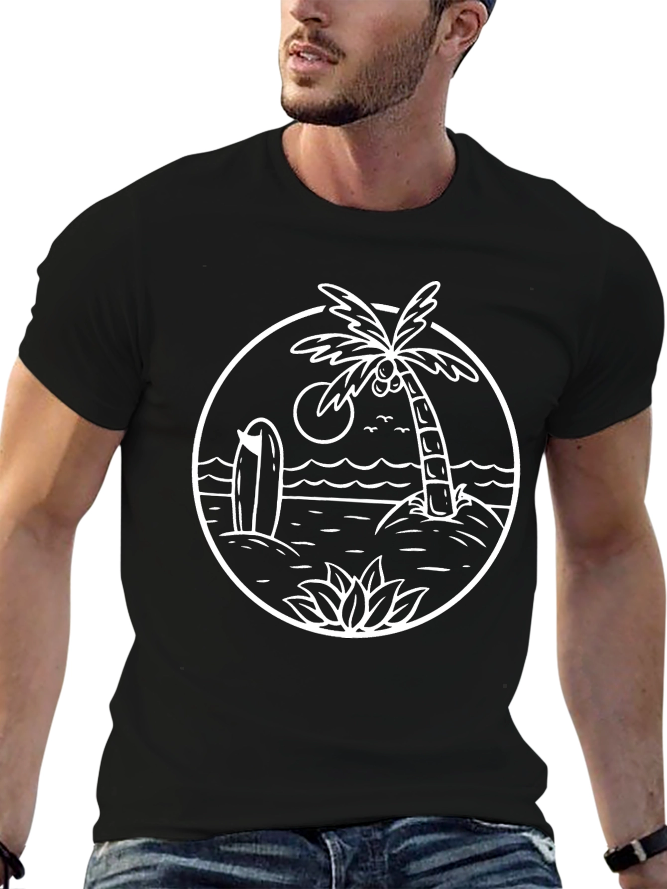 Tropical Beach Graphic T-Shirt