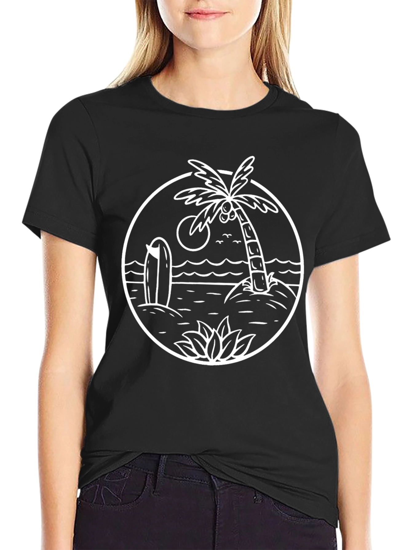 Tropical Beach Graphic T-Shirt