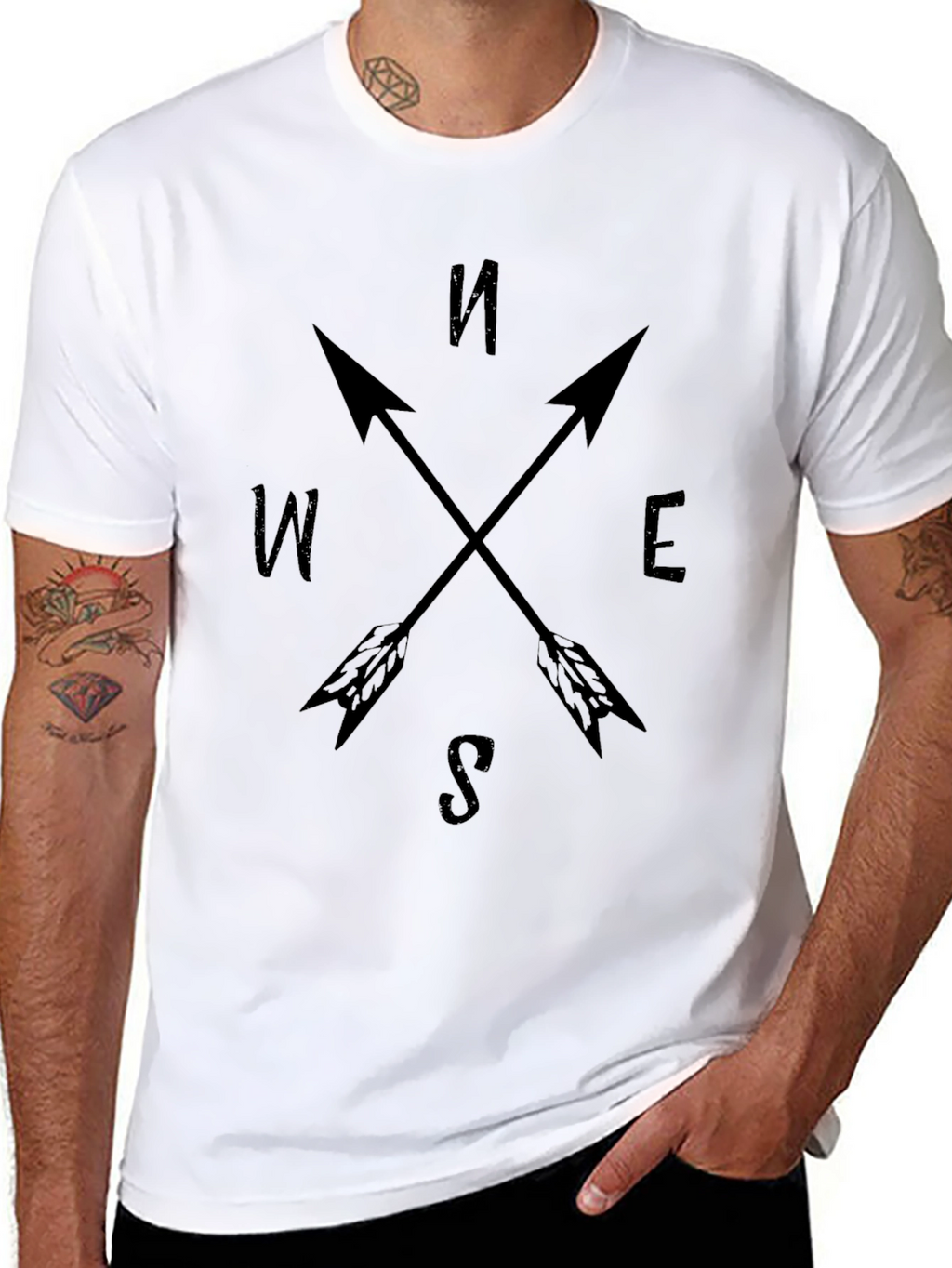 Compass Arrow Tee - Black Graphic T-Shirt