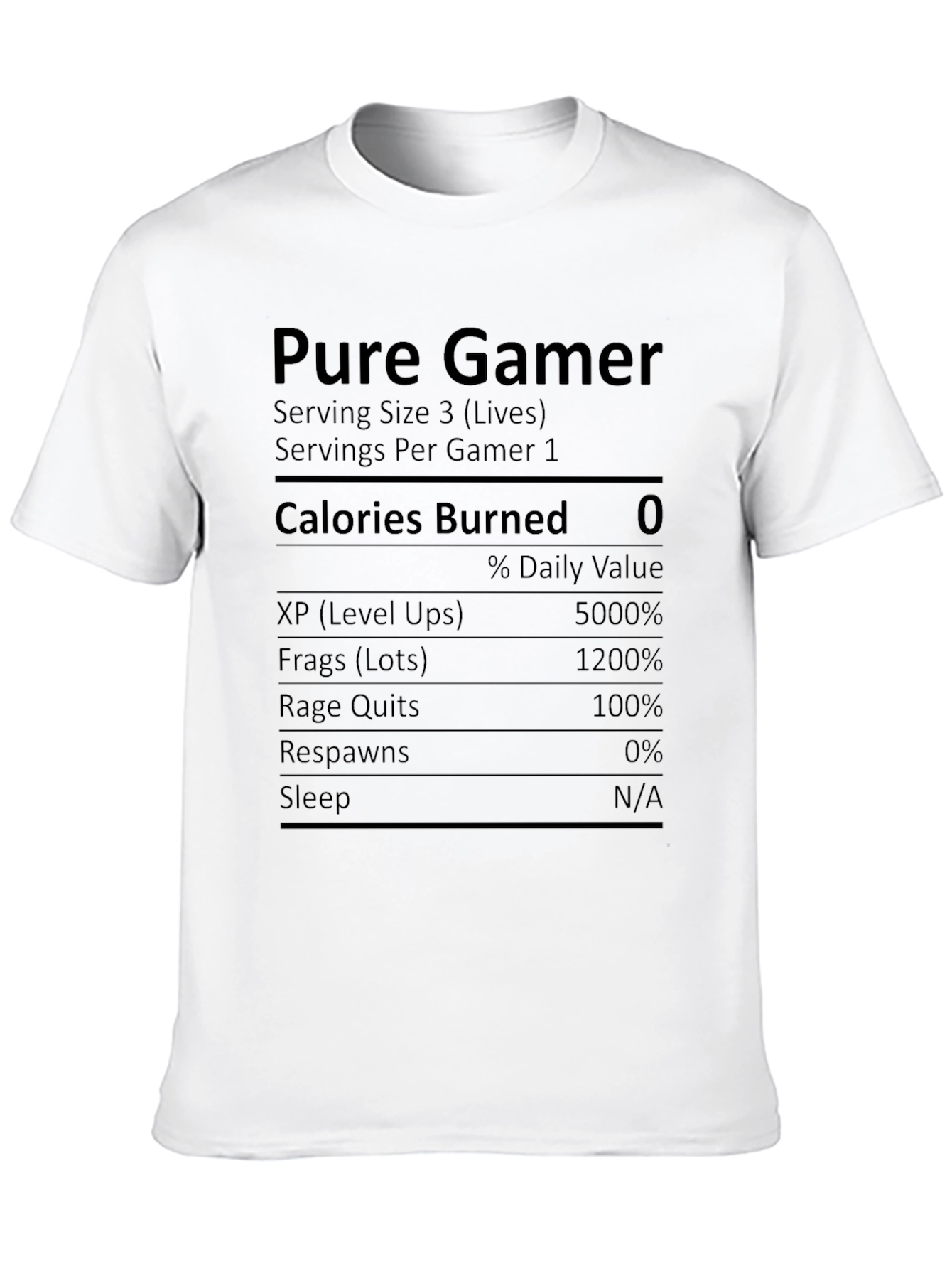 Pure Gamer Nutrition Facts Novelty T-Shirt