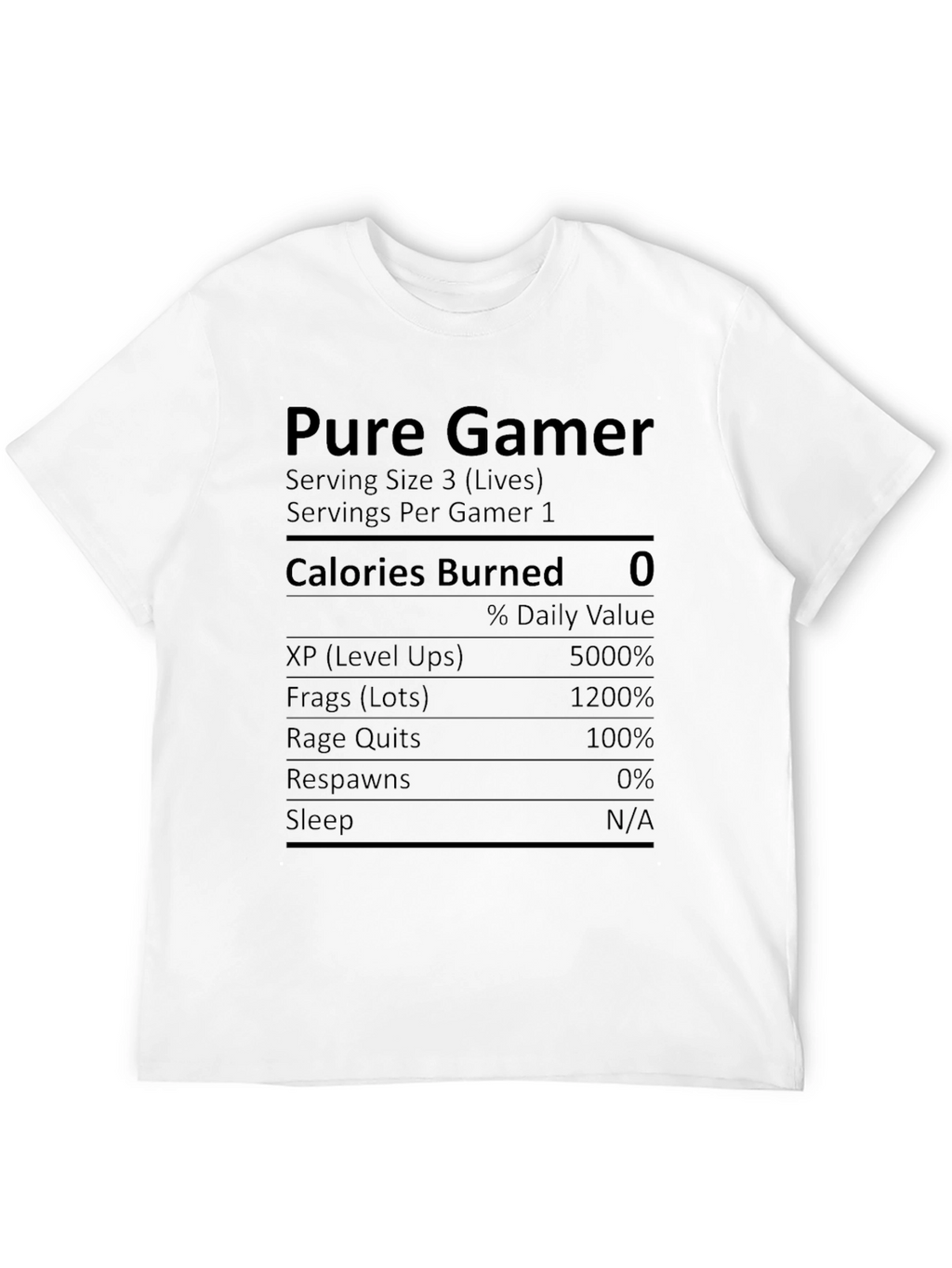 Pure Gamer Nutrition Facts Novelty T-Shirt