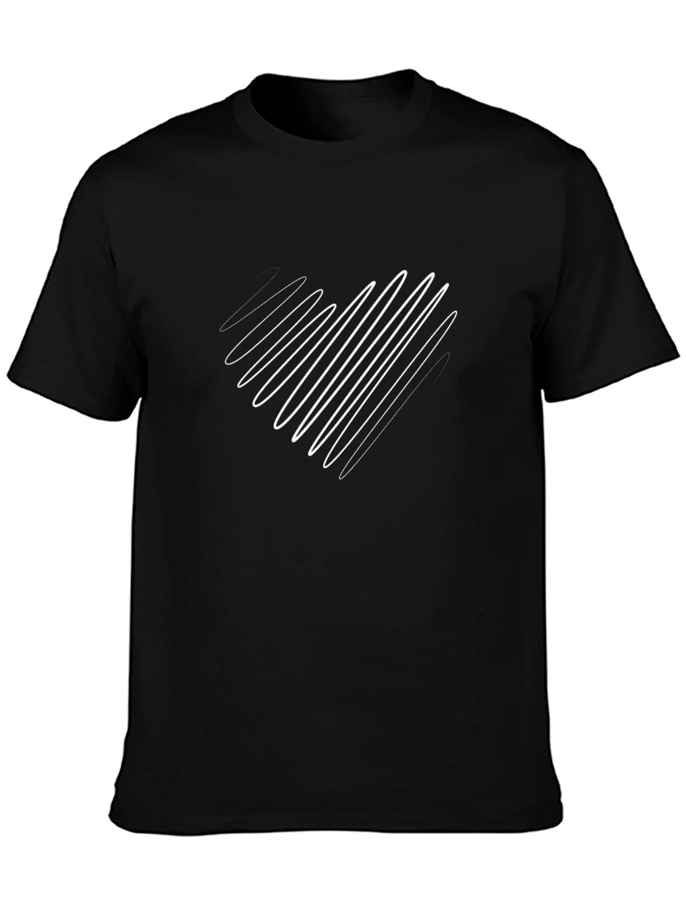 Stylish Black Tee with Abstract White Heart Design