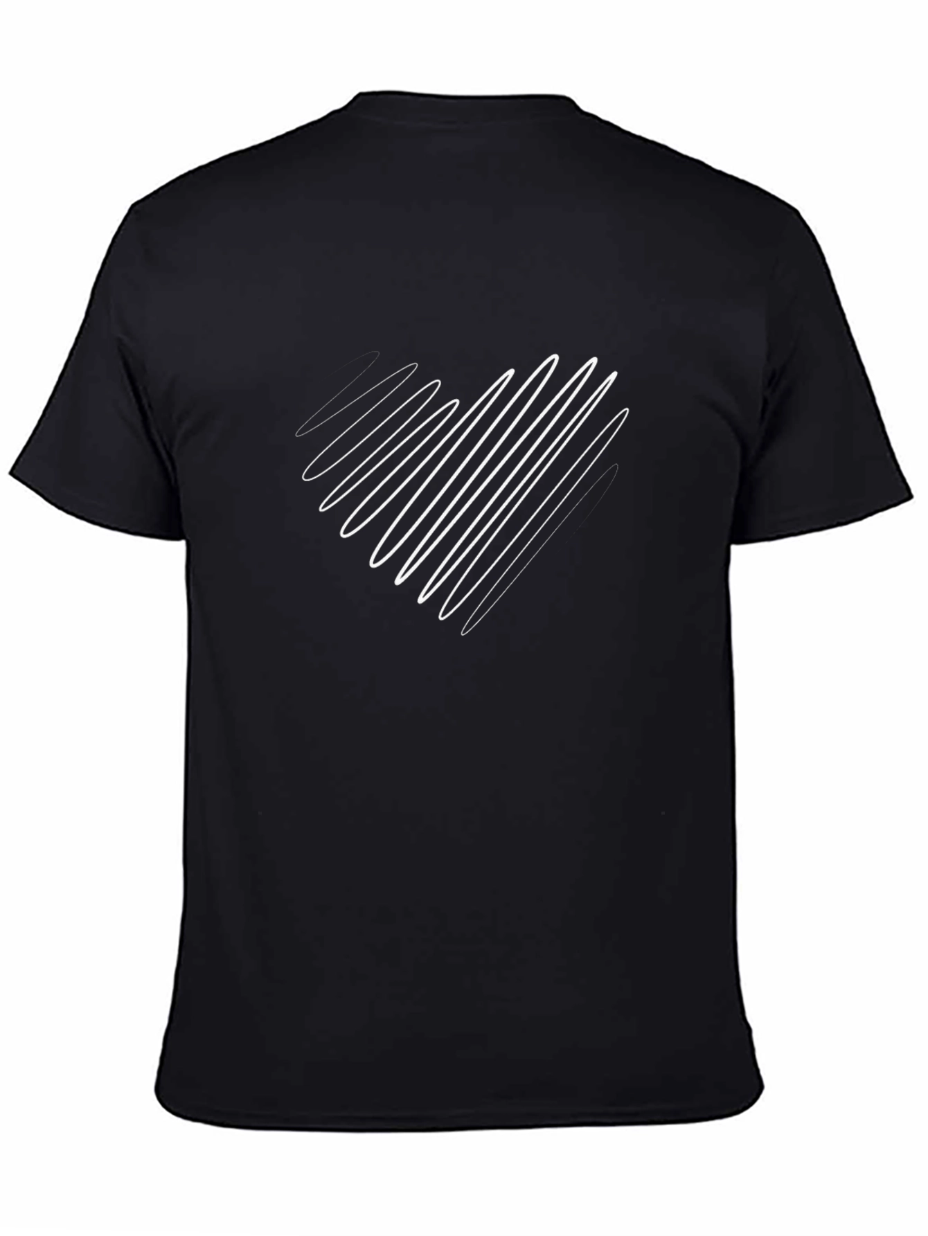 Stylish Black Tee with Abstract White Heart Design