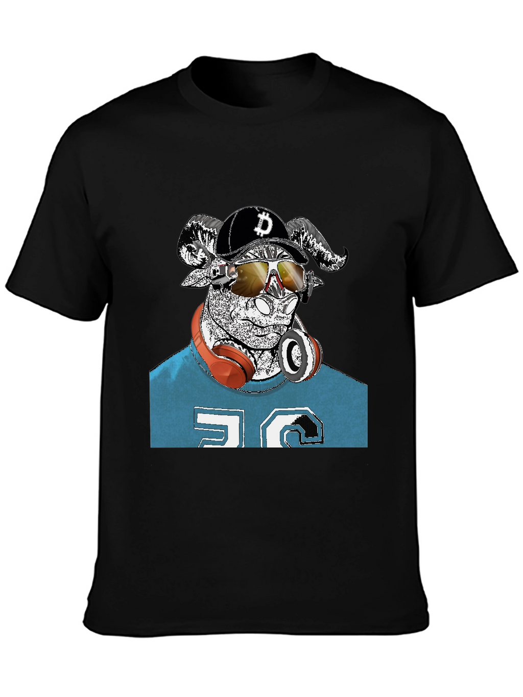 Cool Ram Crypto Tee - Black Cotton Graphic T-Shirt