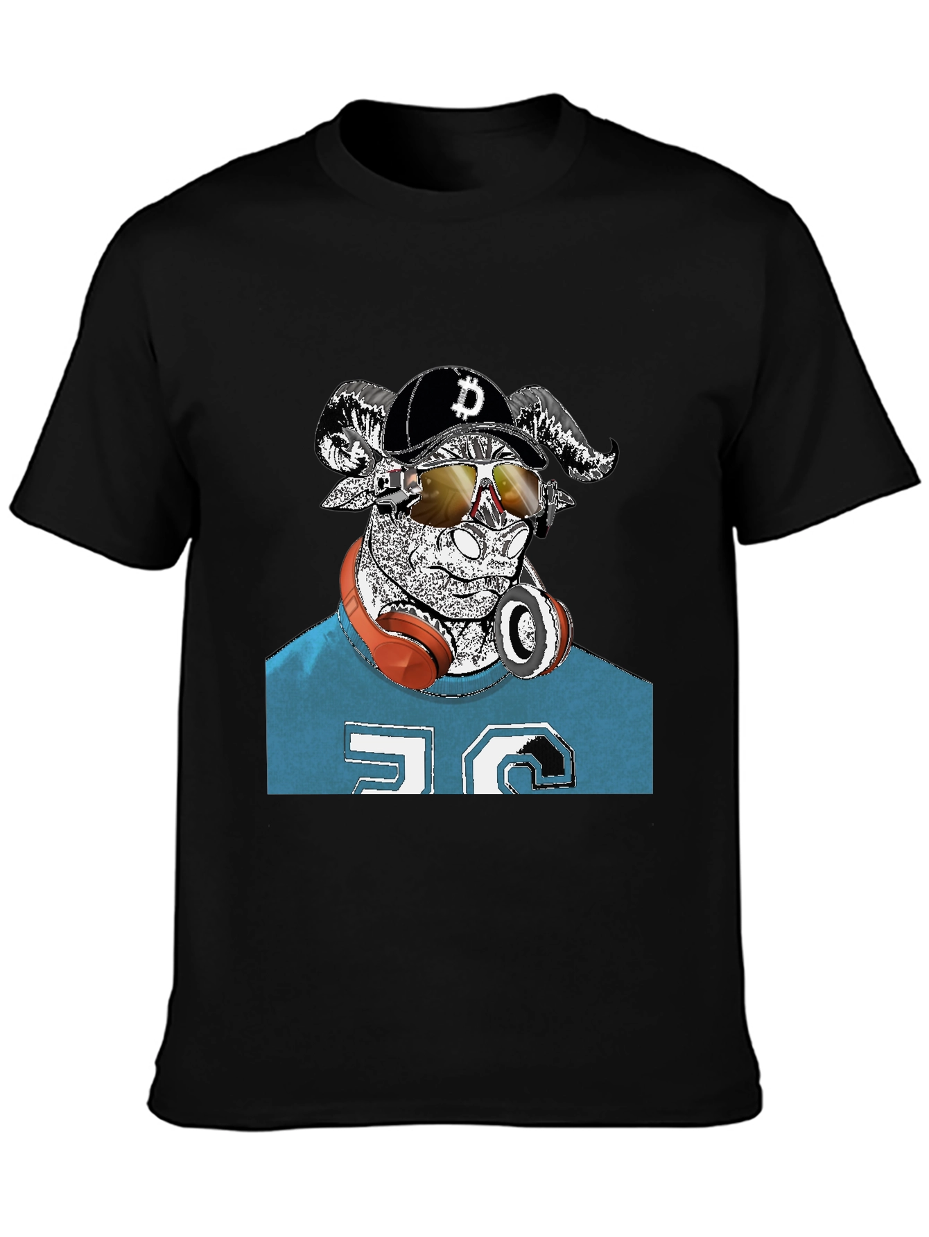 Cool Ram Crypto Tee - Black Cotton Graphic T-Shirt