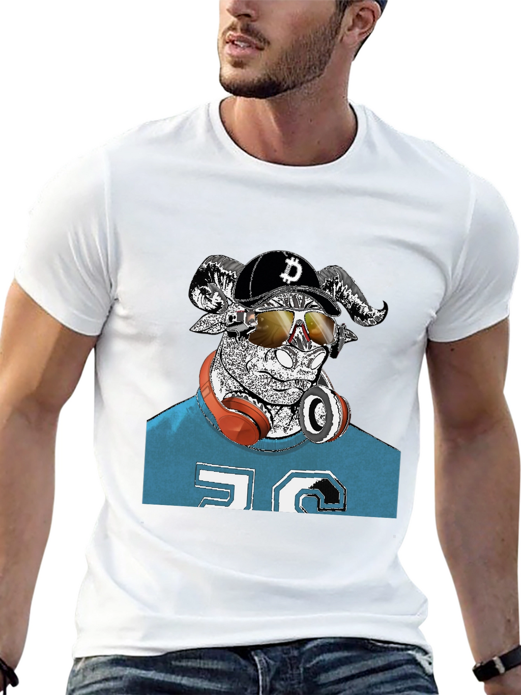 Cool Ram Crypto Tee - Black Cotton Graphic T-Shirt