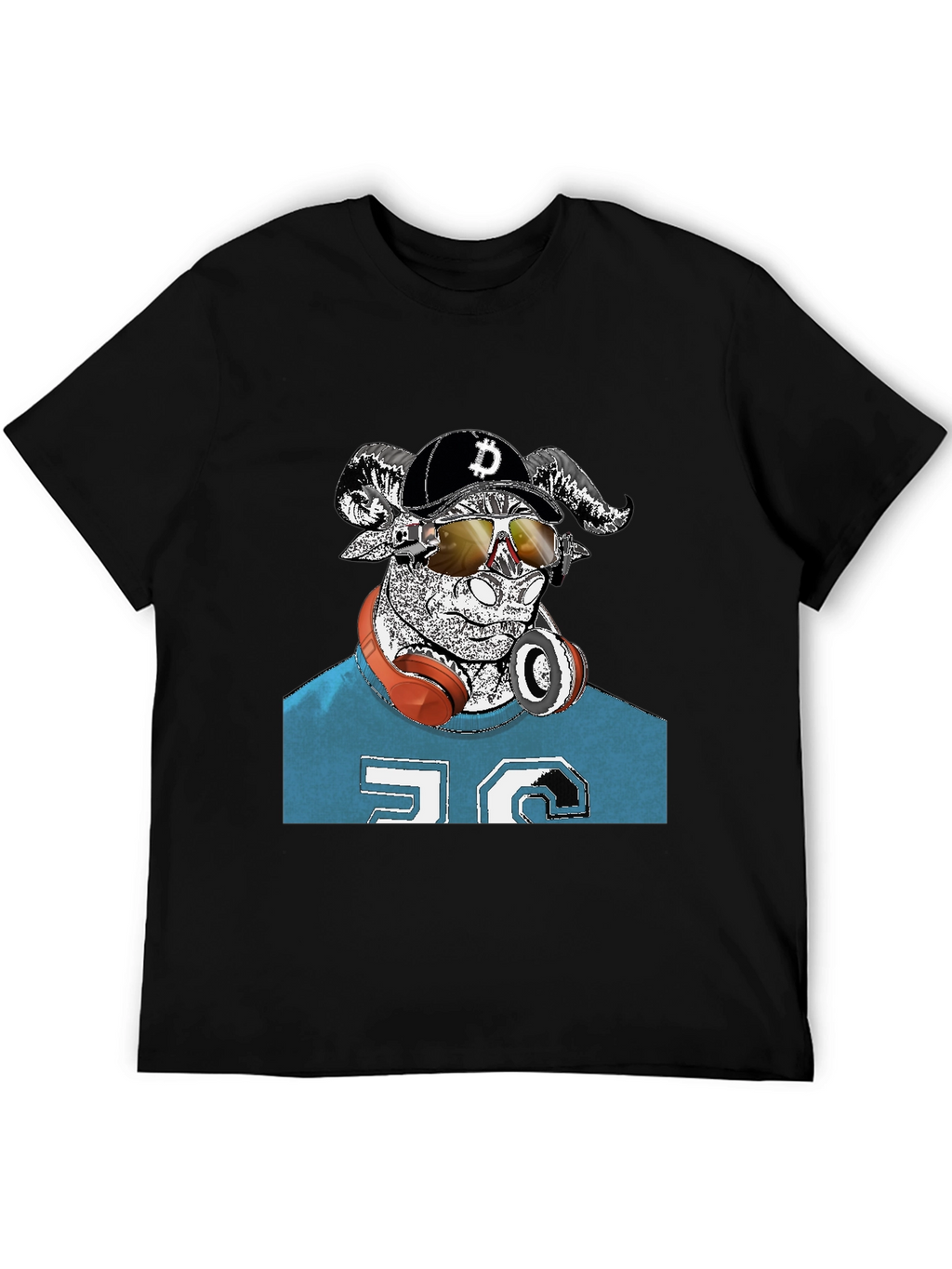 Cool Ram Crypto Tee - Black Cotton Graphic T-Shirt
