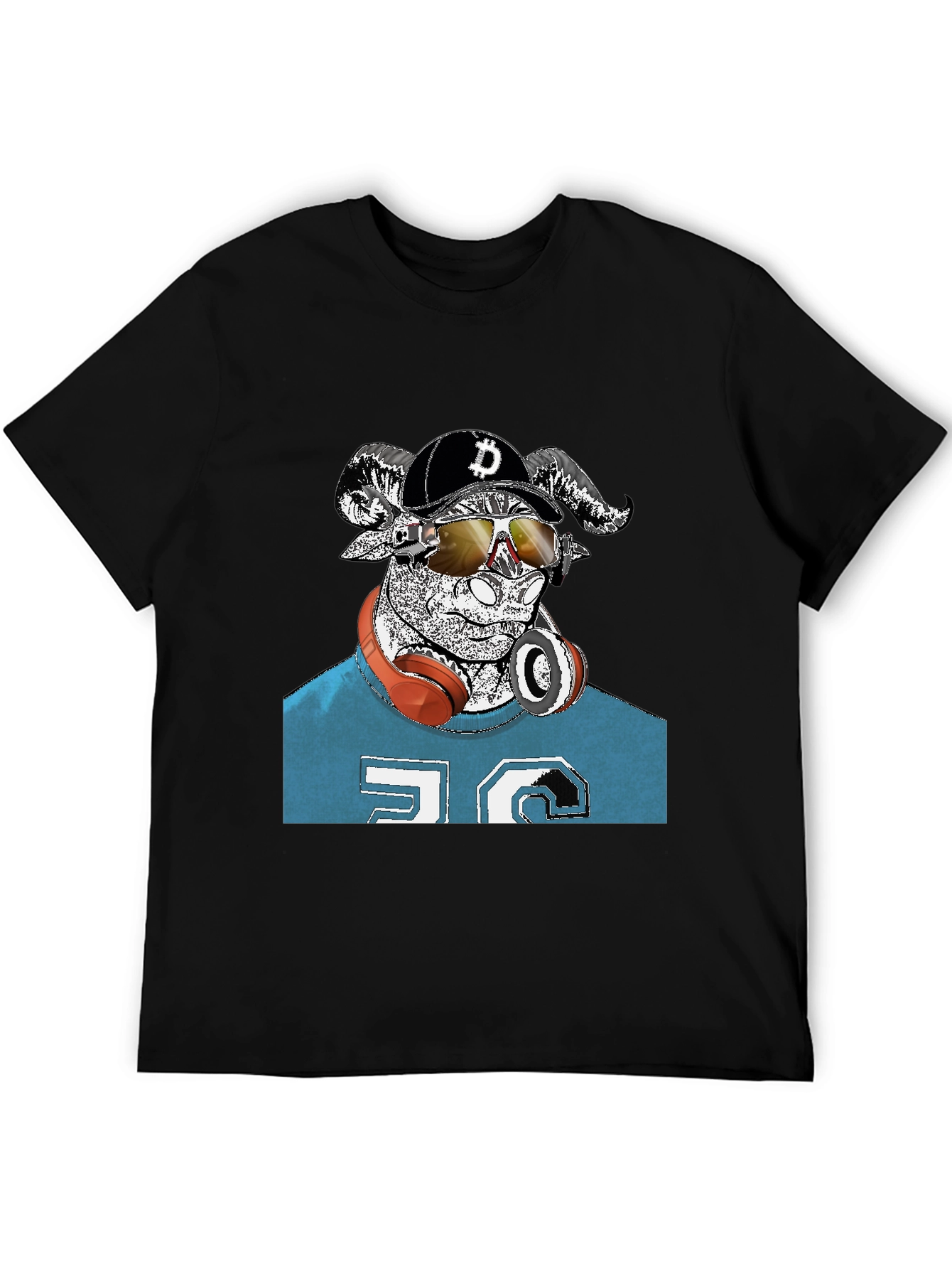 Cool Ram Crypto Tee - Black Cotton Graphic T-Shirt