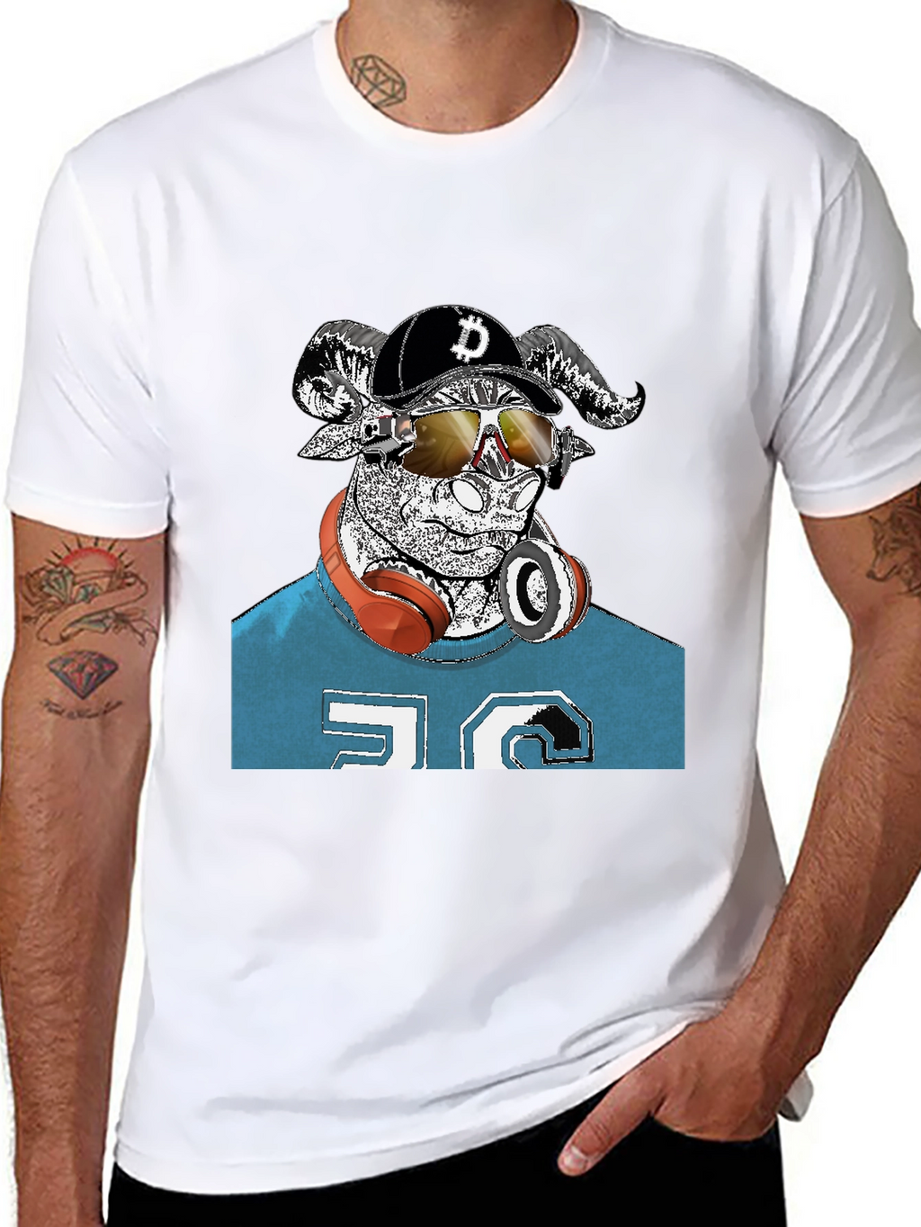 Cool Ram Crypto Tee - Black Cotton Graphic T-Shirt
