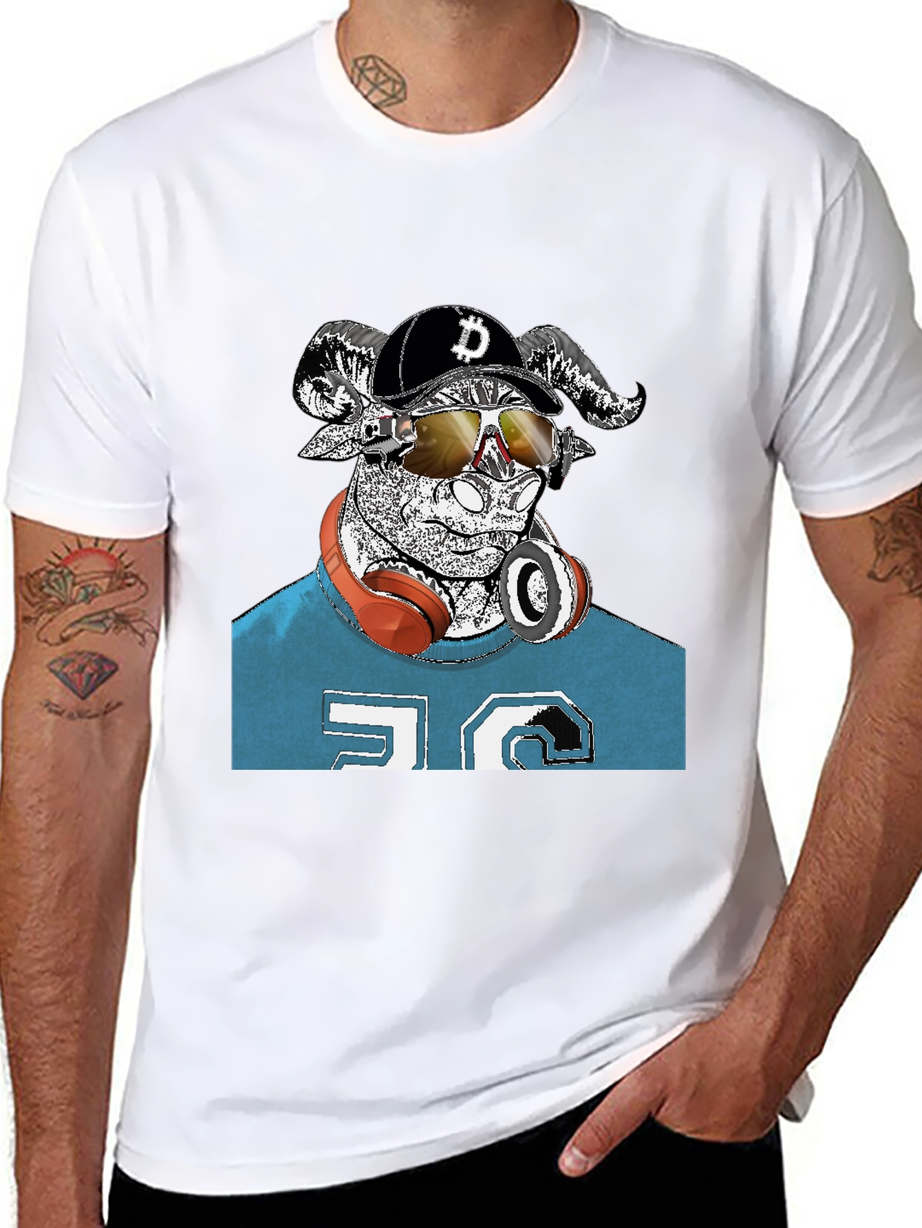Cool Ram Crypto Tee - Black Cotton Graphic T-Shirt