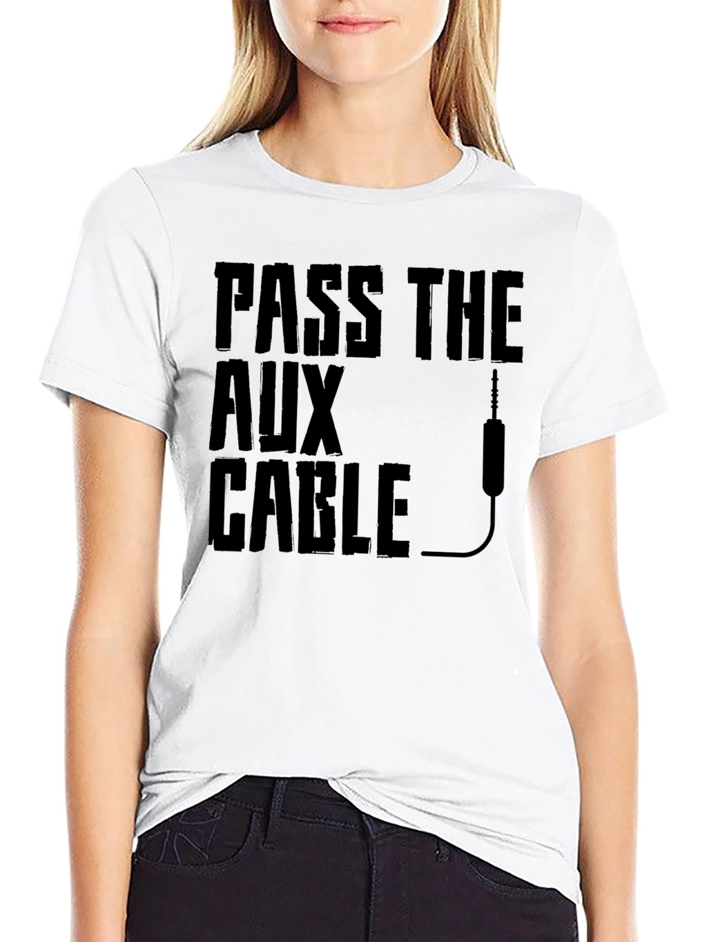 Pass the Aux Cable Graphic T-Shirt - Black