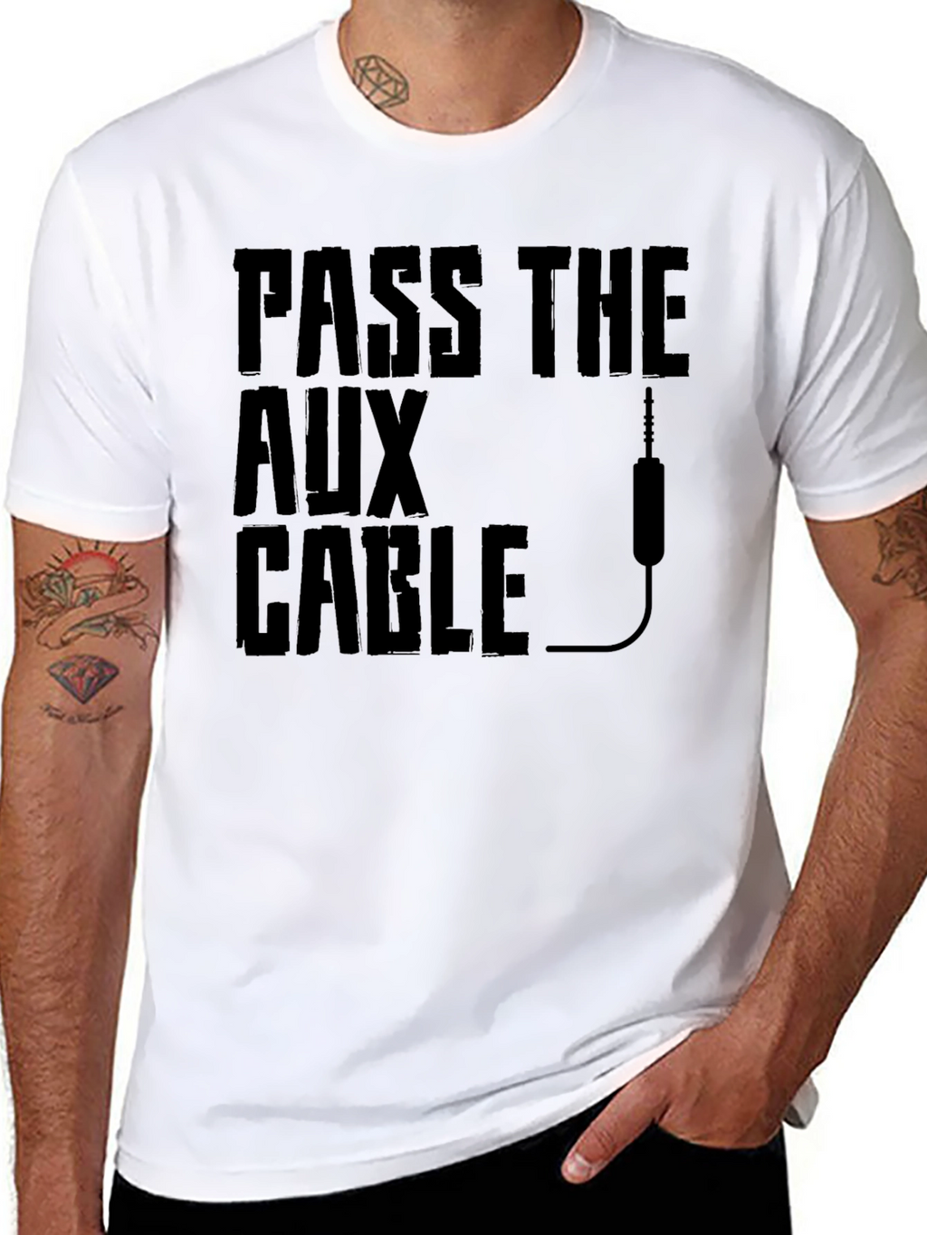 Pass the Aux Cable Graphic T-Shirt - Black