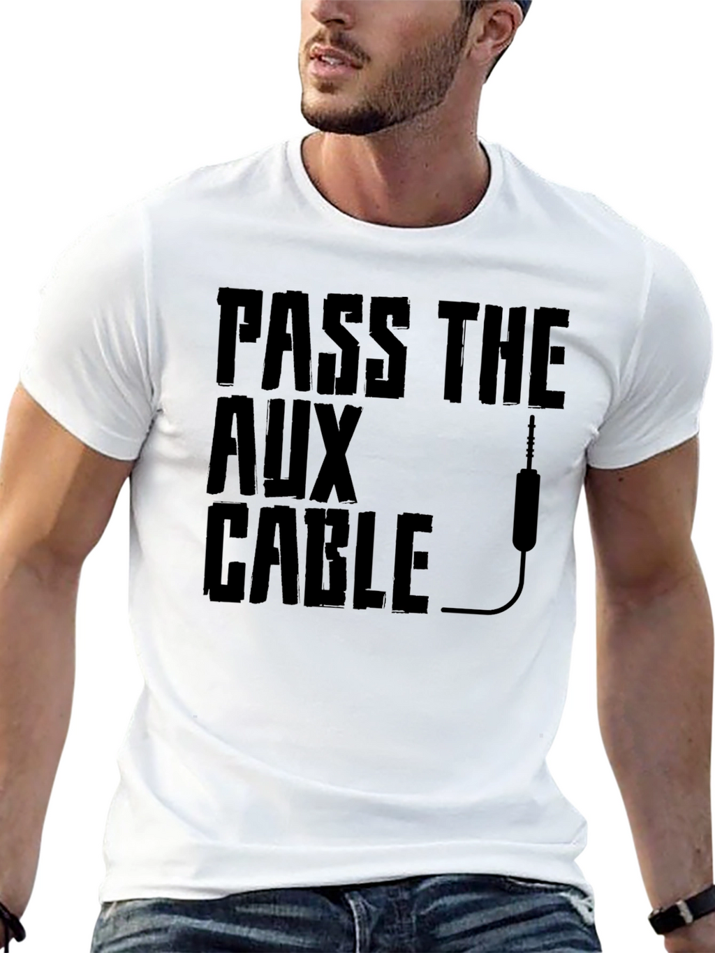 Pass the Aux Cable Graphic T-Shirt - Black