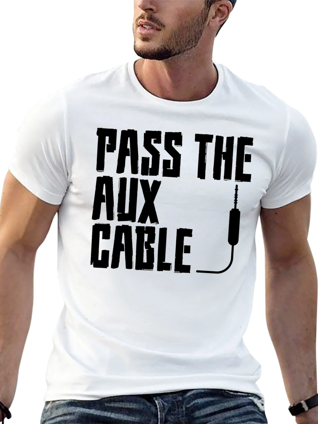 Pass the Aux Cable Graphic T-Shirt - Black
