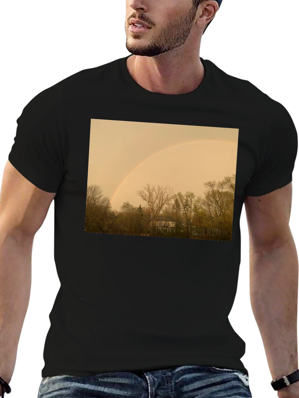 Rainbow Over Trees Graphic Tee - Classic Fit