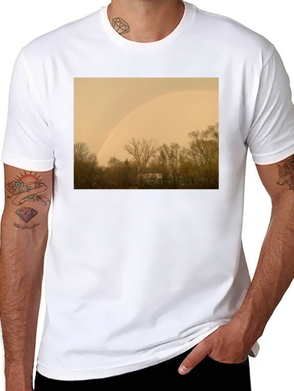 Rainbow Over Trees Graphic Tee - Classic Fit