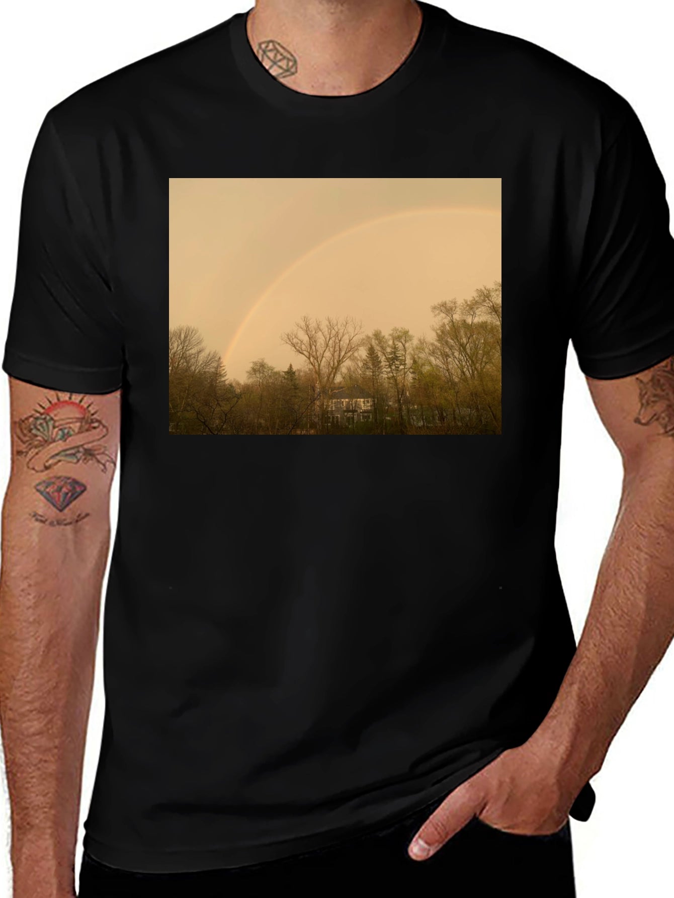 Rainbow Over Trees Graphic Tee - Classic Fit