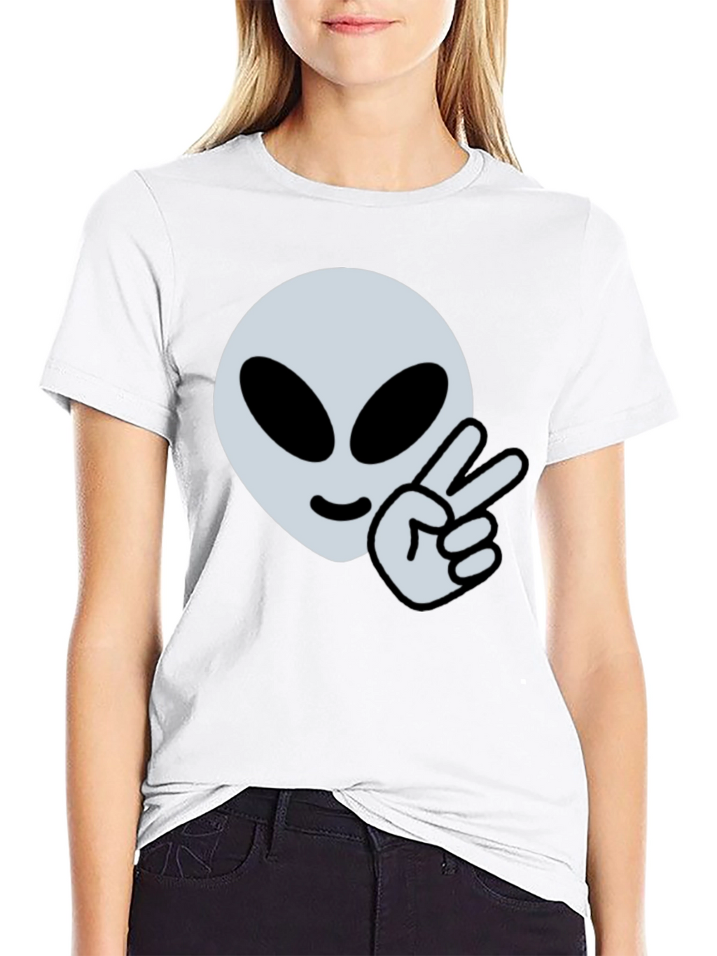 Alien Peace Sign Graphic Tee - Cool Casual Style