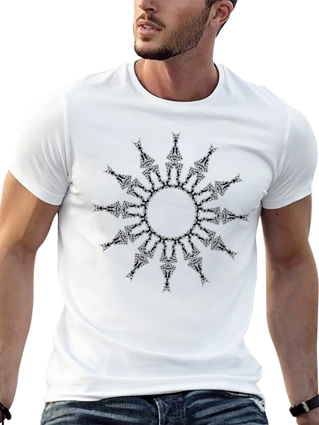 Unique Circle Patterned Black T-Shirt