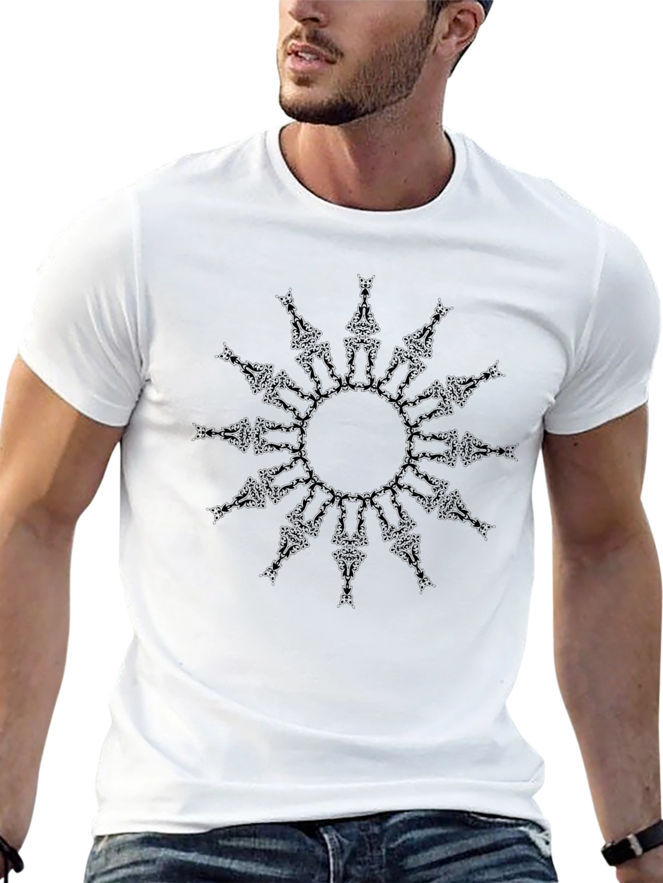 Unique Circle Patterned Black T-Shirt